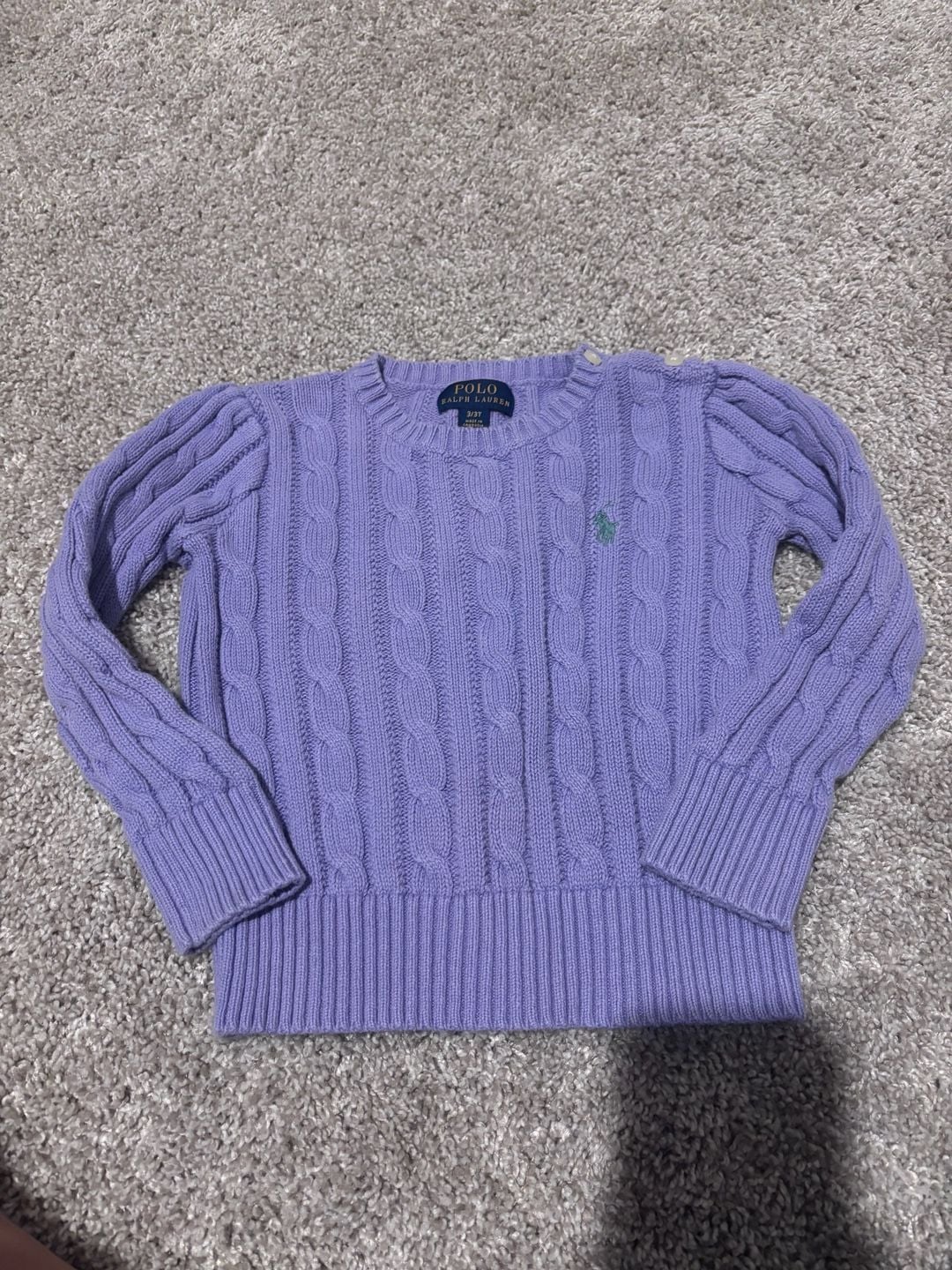 Polo Ralph Lauren Cable Knit Sweater Size 3/3T Purple 2
