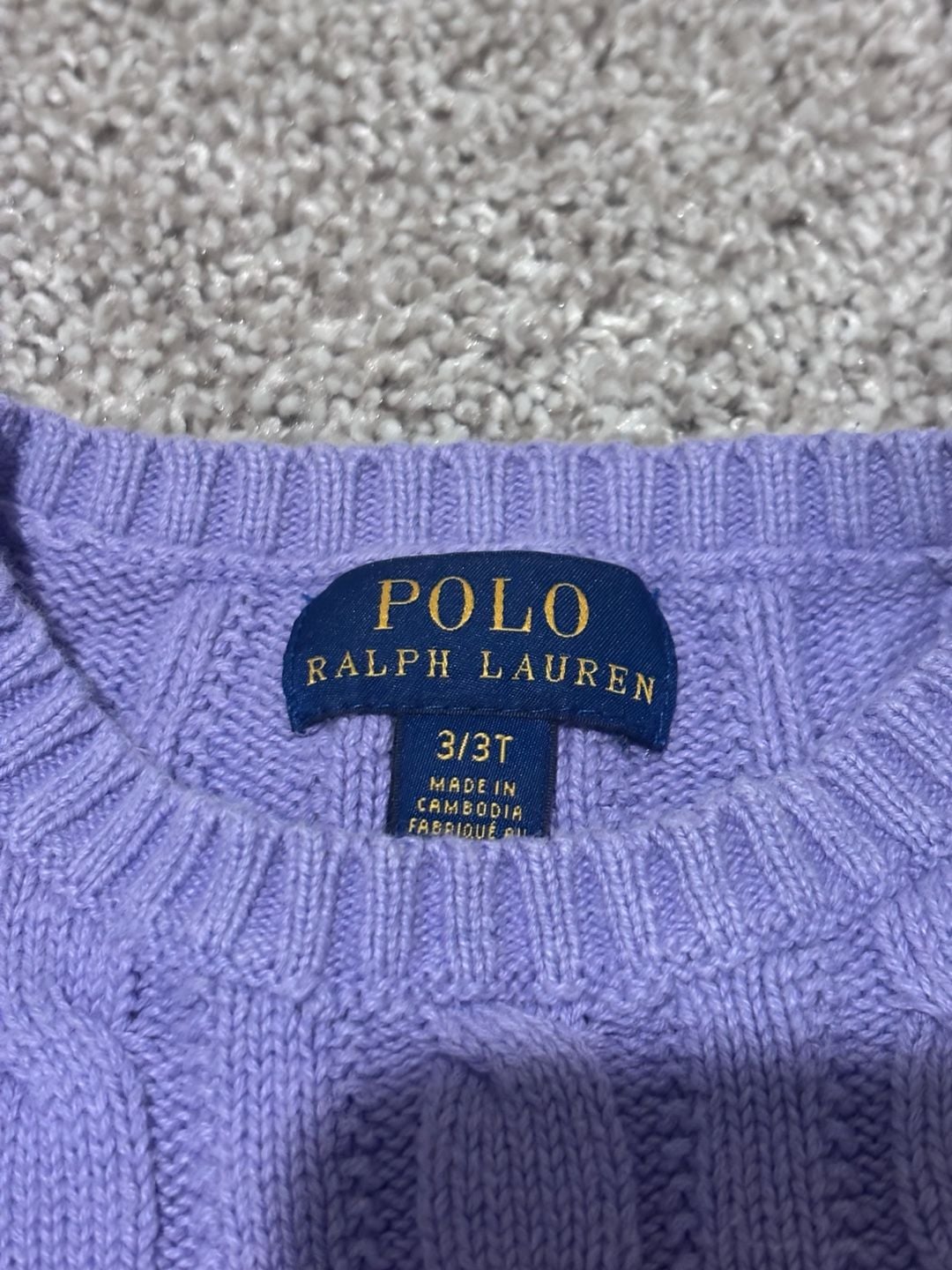 Polo Ralph Lauren Cable Knit Sweater Size 3/3T Purple 3