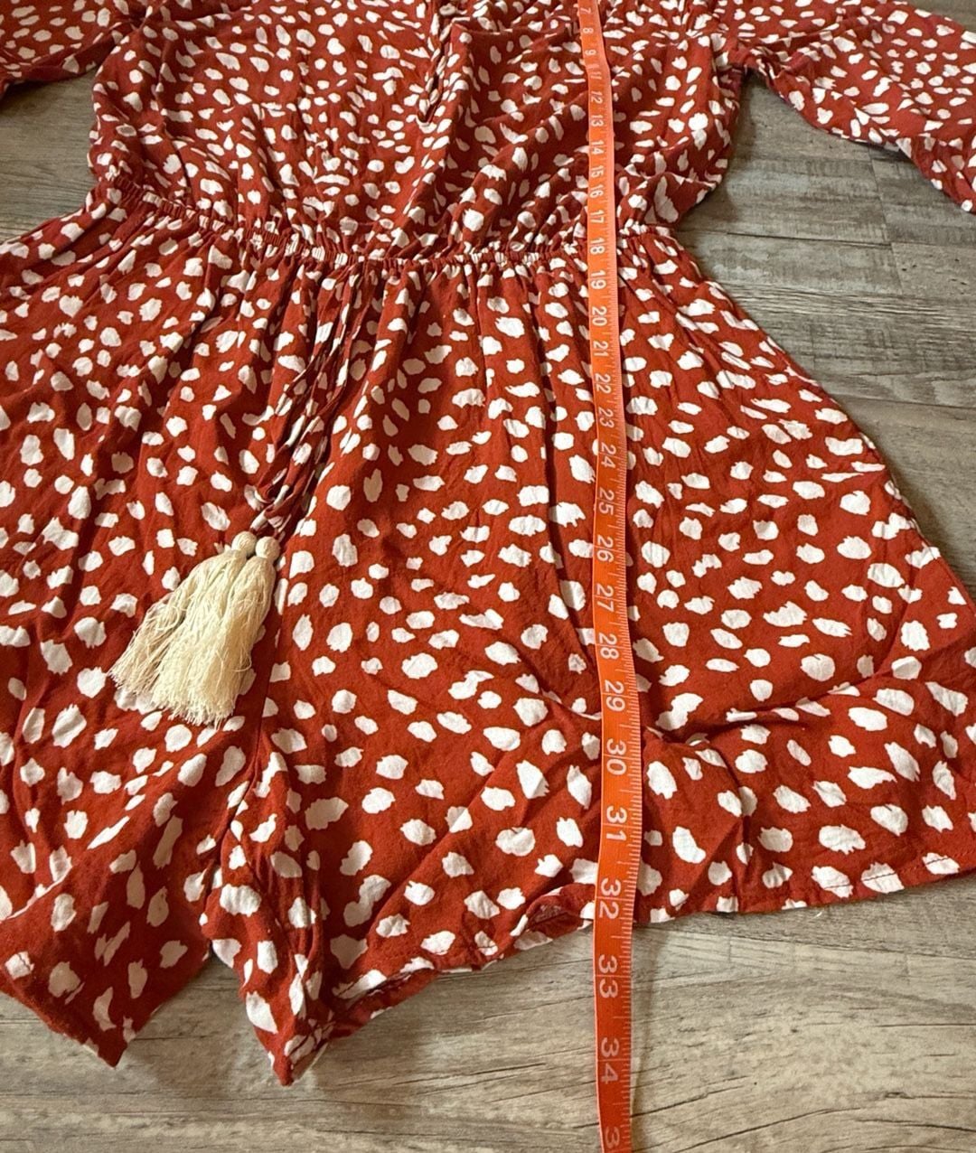 Kori America Romper Red White Polka Dot Tassel Size M 4