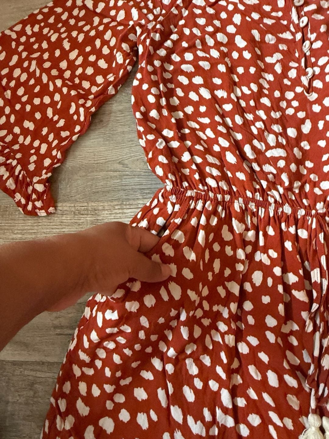 Kori America Romper Red White Polka Dot Tassel Size M 6