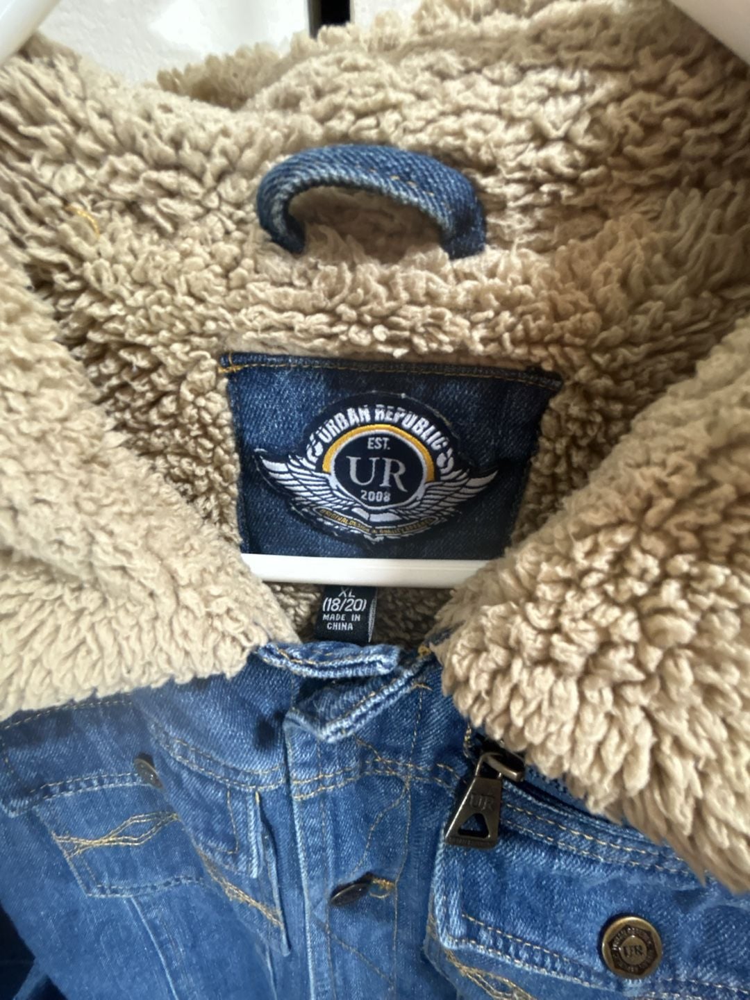 Urban Republic Sherpa Denim Jacket Size XL (18/20) Y2K Vintage Look 3