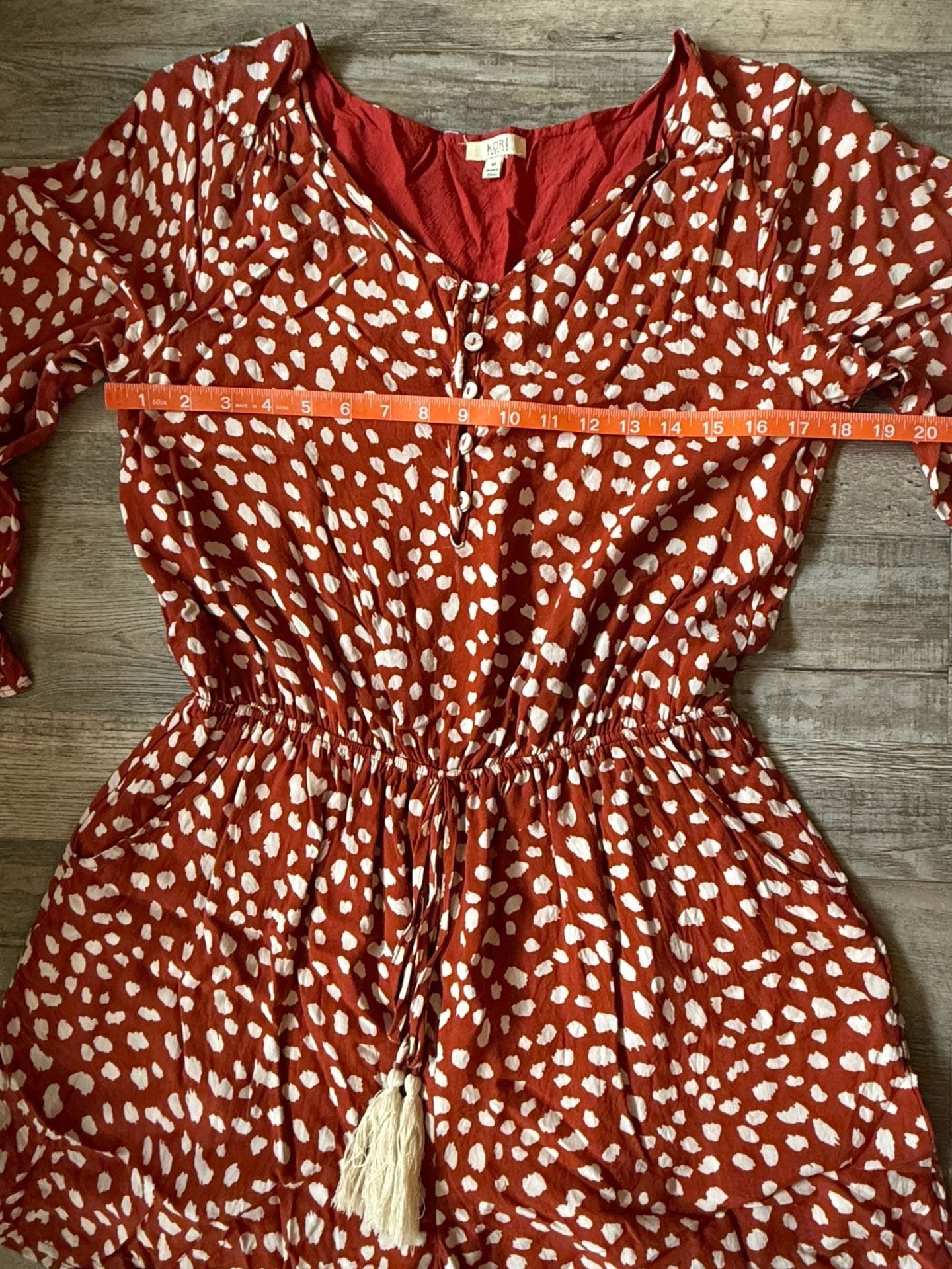 Kori America Romper Red White Polka Dot Tassel Size M 5