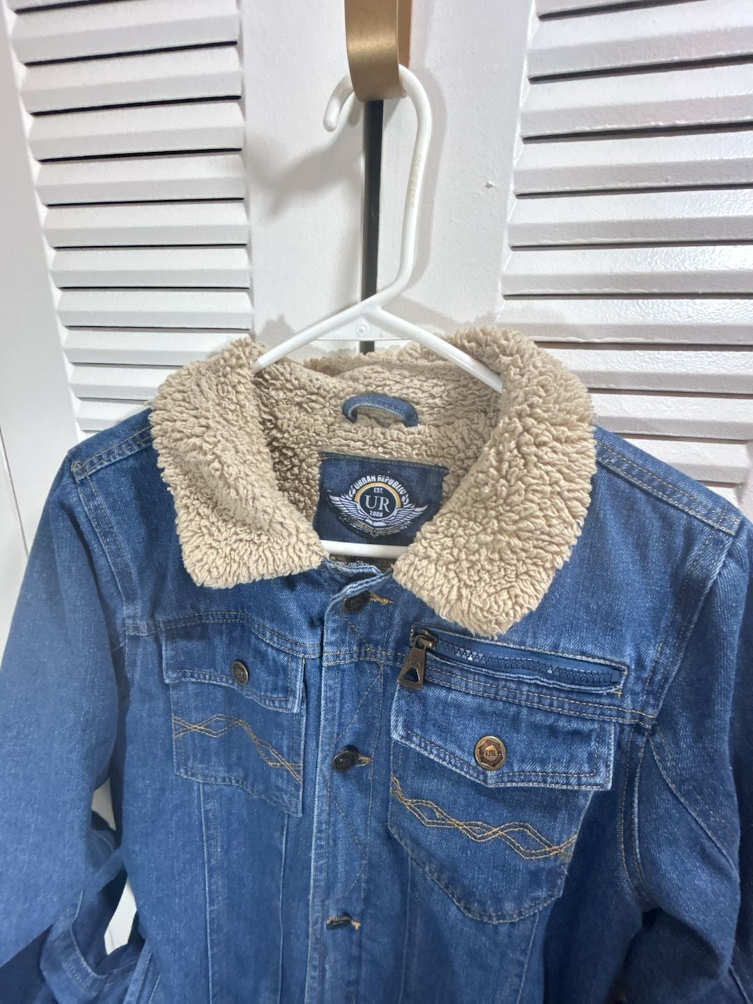 Urban Republic Sherpa Denim Jacket Size XL (18/20) Y2K Vintage Look 4