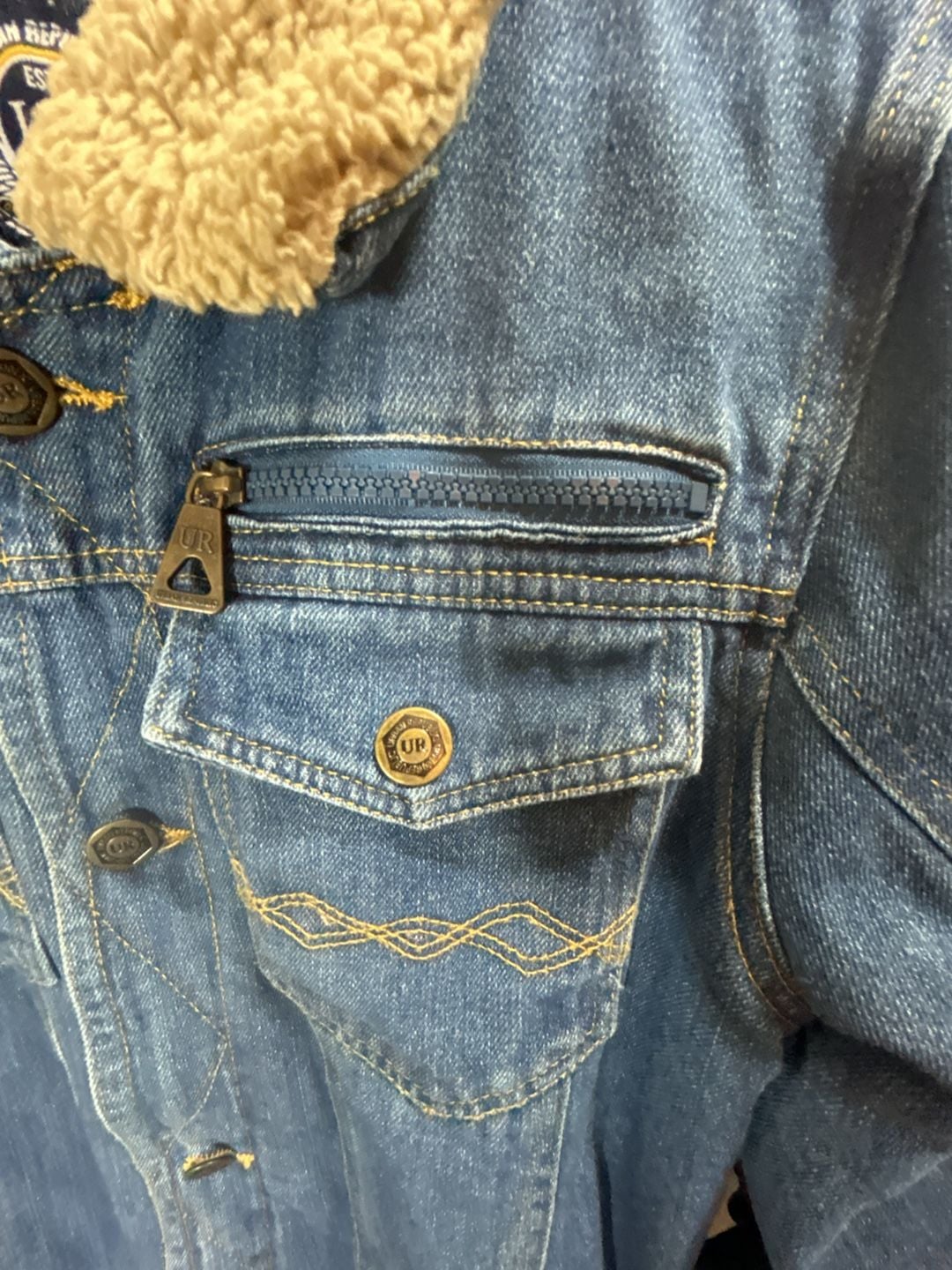 Urban Republic Sherpa Denim Jacket Size XL (18/20) Y2K Vintage Look 5