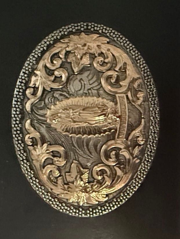 Western Belt Buckle Virgin Mary Our Lady of Guadalupe Silver Gold Tone 2