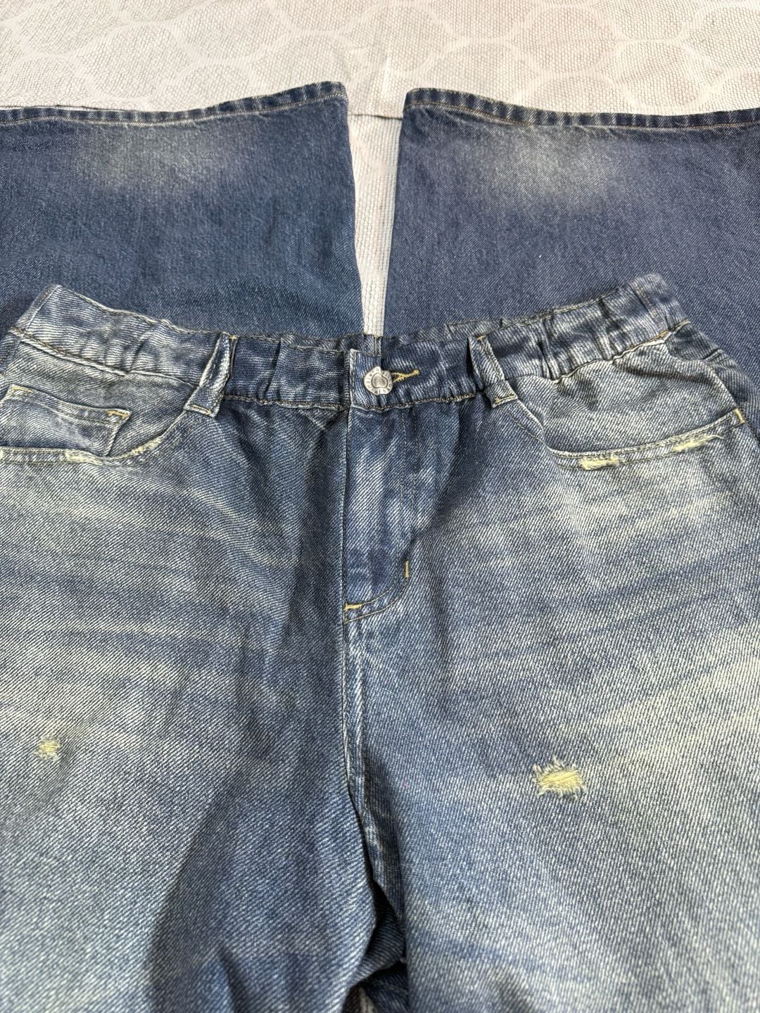 Halara Mid Rise Wide Leg Casual Denim Look Sweatpants 4