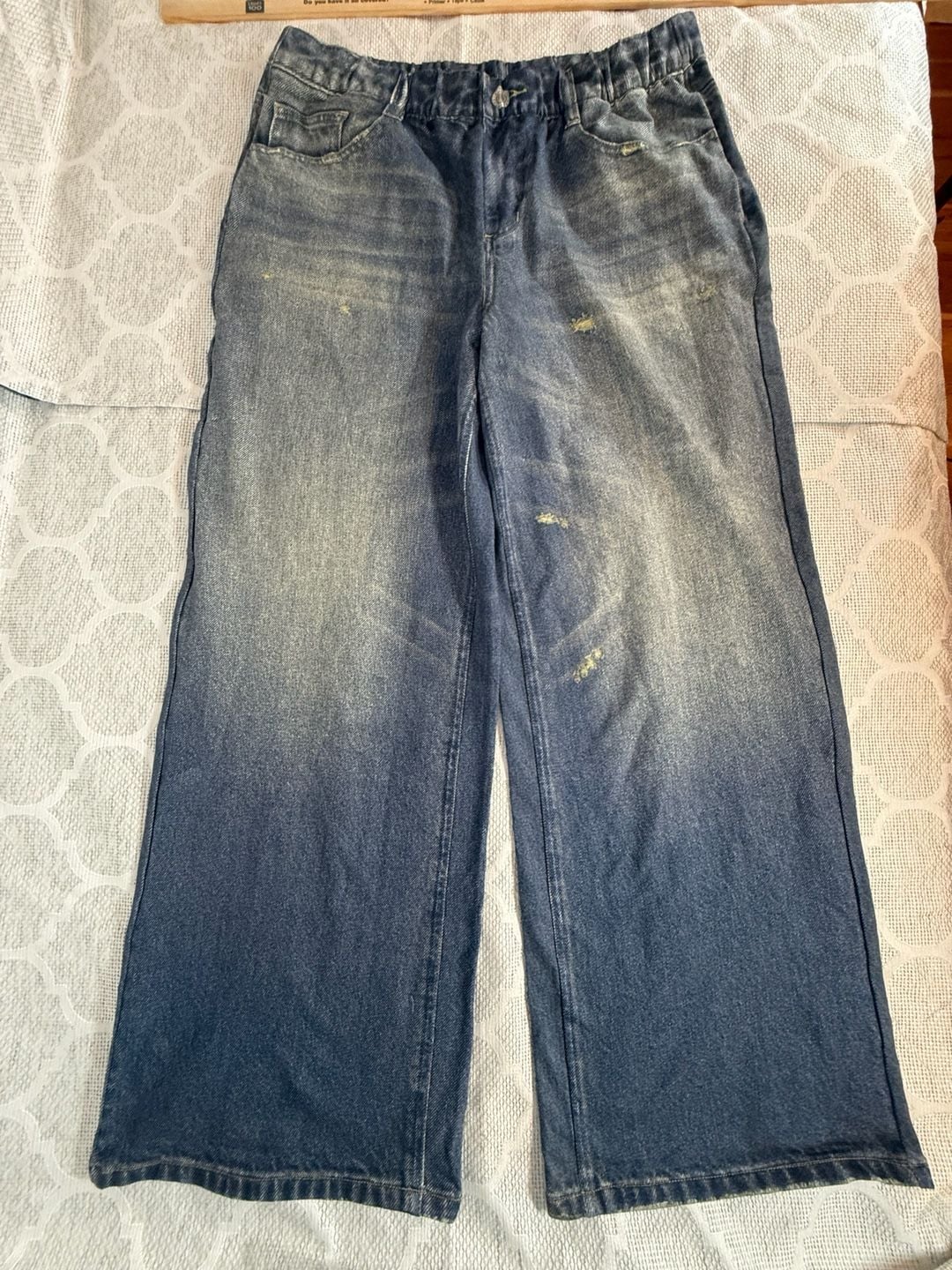 Halara Mid Rise Wide Leg Casual Denim Look Sweatpants 7