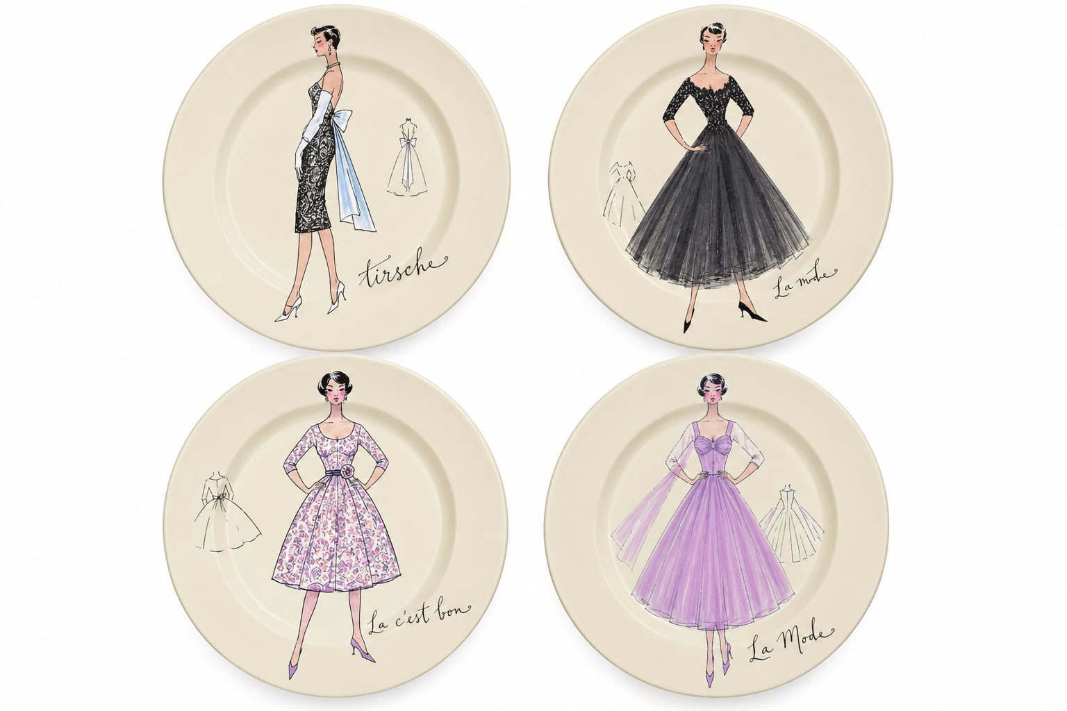 Fashion Plates Set of 4 Dessert Plates Made in Italy 1