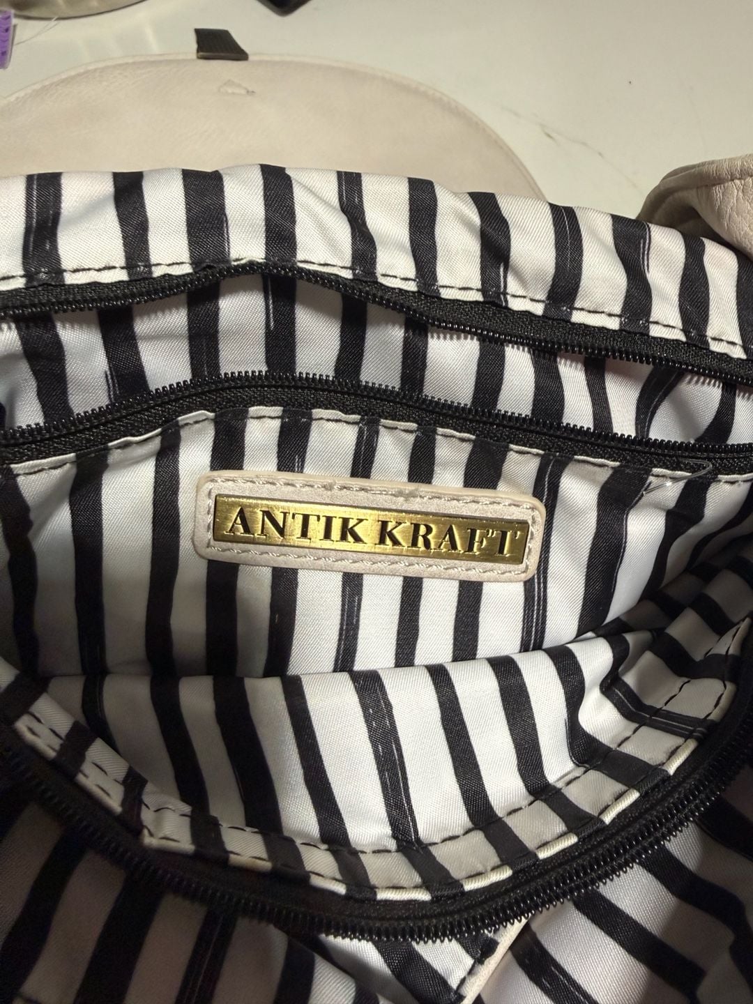 Antik Kraft Convertible Backpack Handbag Stone Faux Leather 4