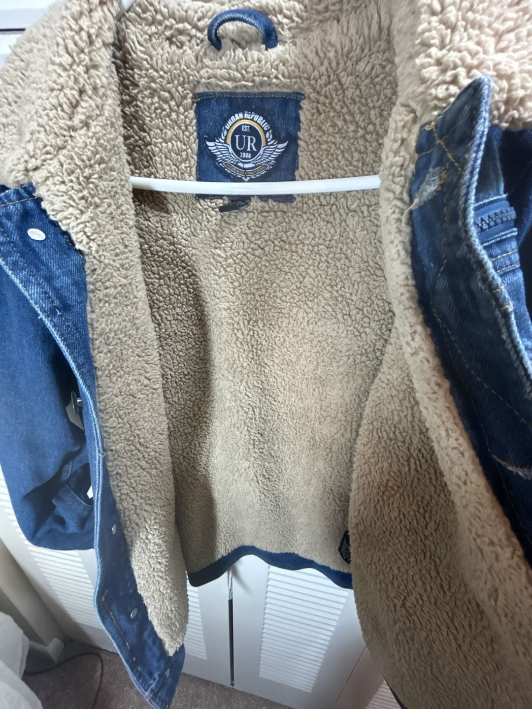 Urban Republic Sherpa Denim Jacket Size XL (18/20) Y2K Vintage Look 9