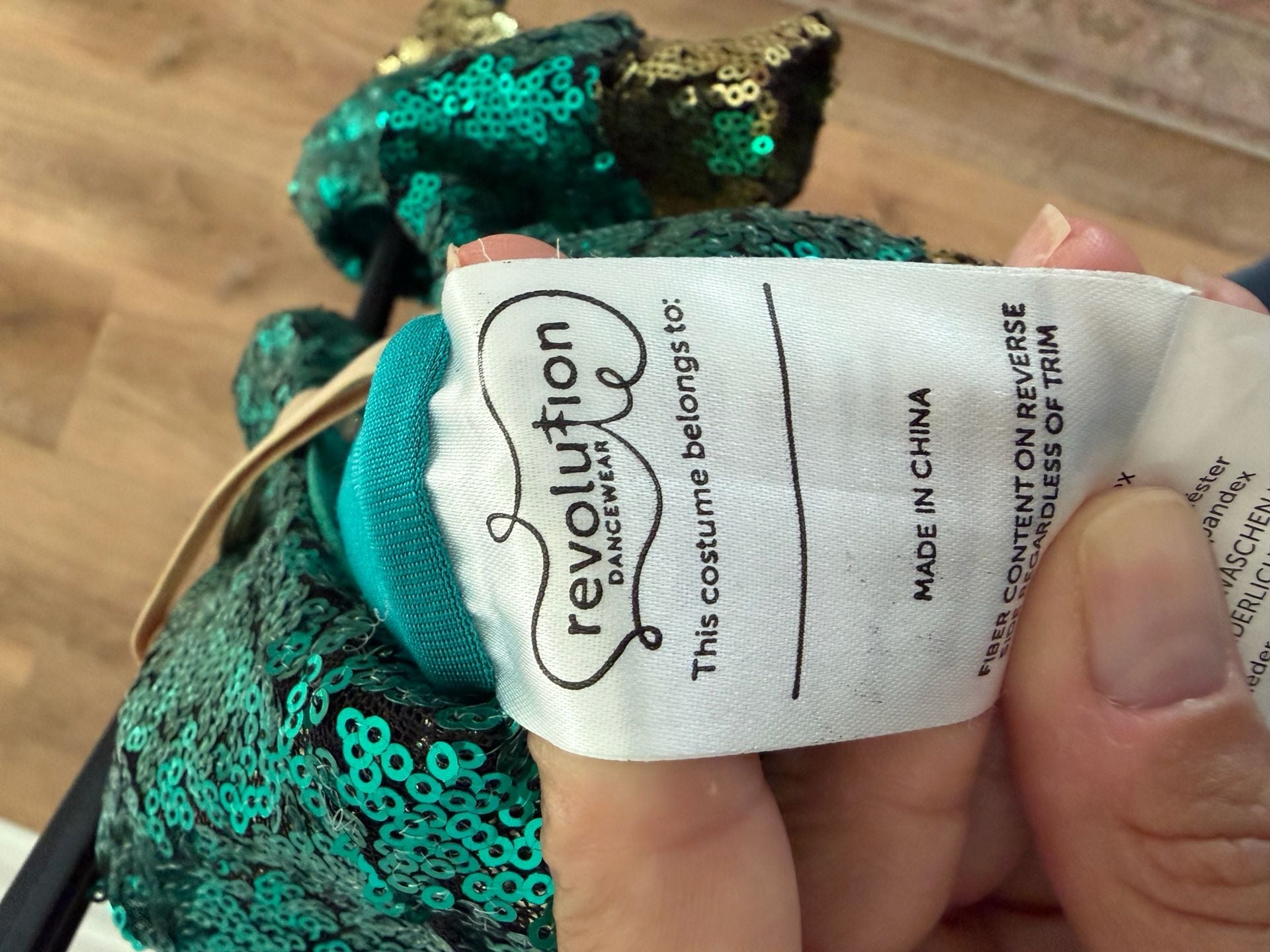 Revolution Dancewear Costume RC23876 Size SC Green Gold Sequin Dress 4