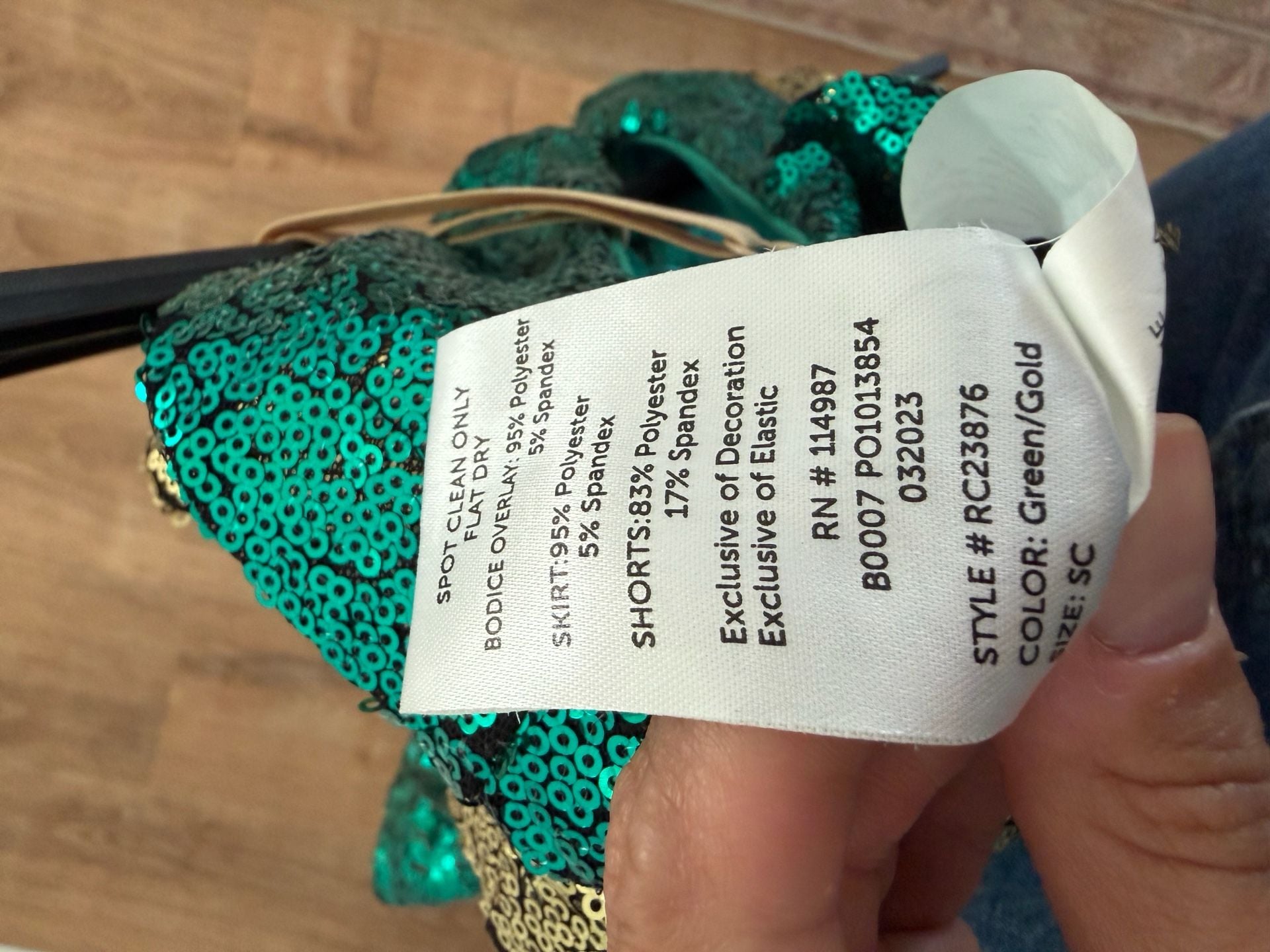 Revolution Dancewear Costume RC23876 Size SC Green Gold Sequin Dress 5