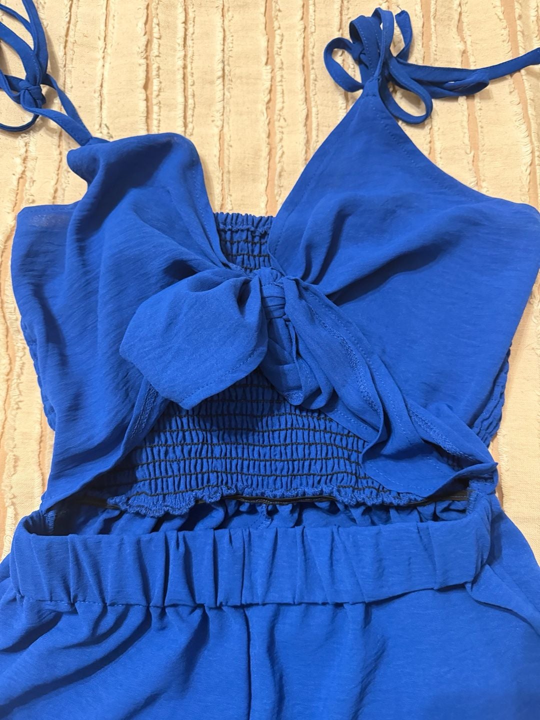 SHEIN Romper Size XS Blue Bowknot Spaghetti Strap Cutout 3