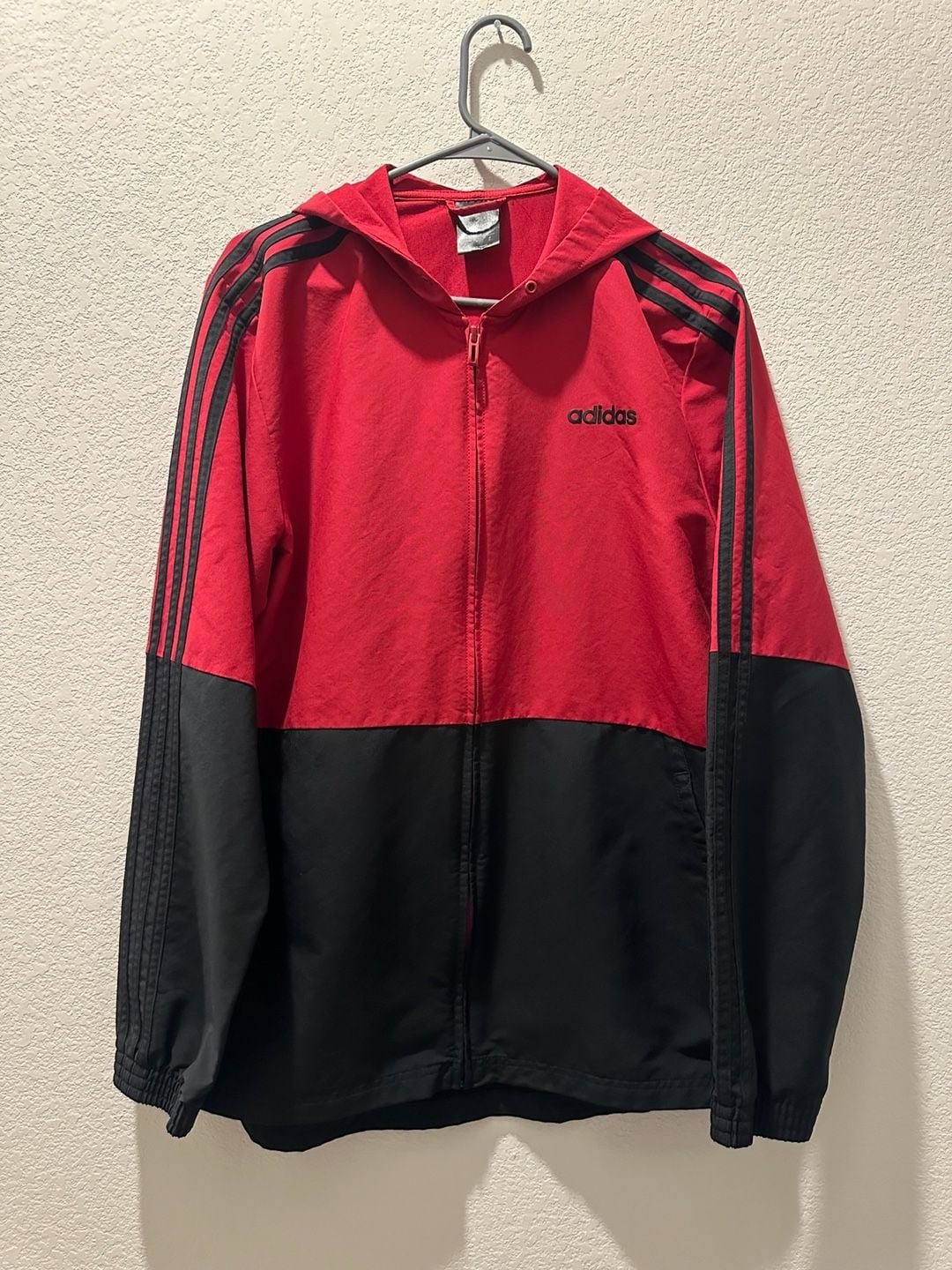 Adidas Full Zip Hooded Track Jacket Size M Red Black 2