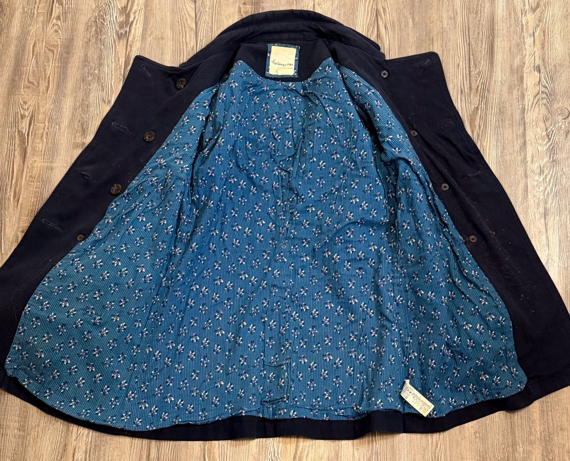Heritage 1981 Peacoat Size M Blue Double Breasted Trench Jacket 8