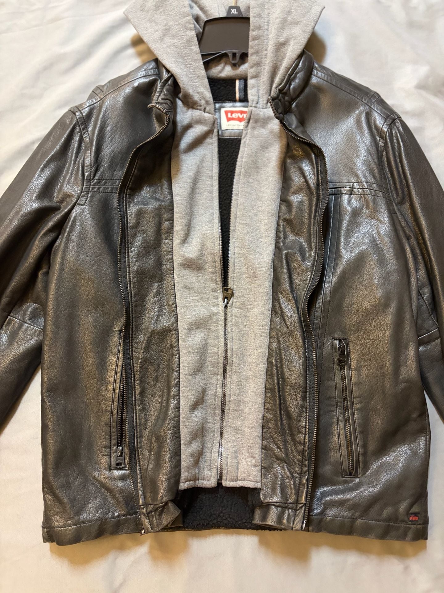 Levi's Faux Leather Moto Jacket Size L 6