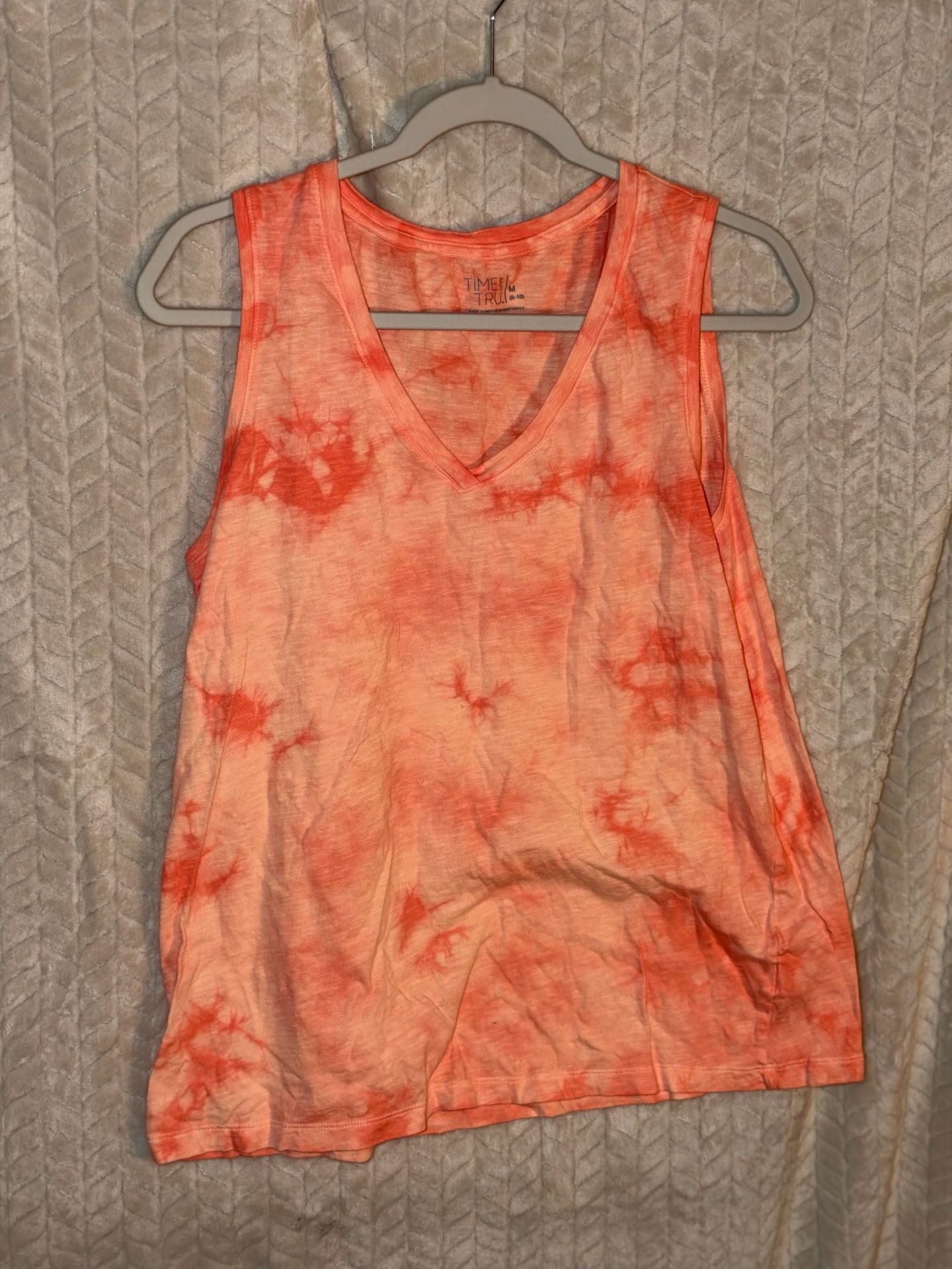 Time and Tru Tie Dye Tank Top Size M (8-10) Orange V-Neck Sleeveless 2