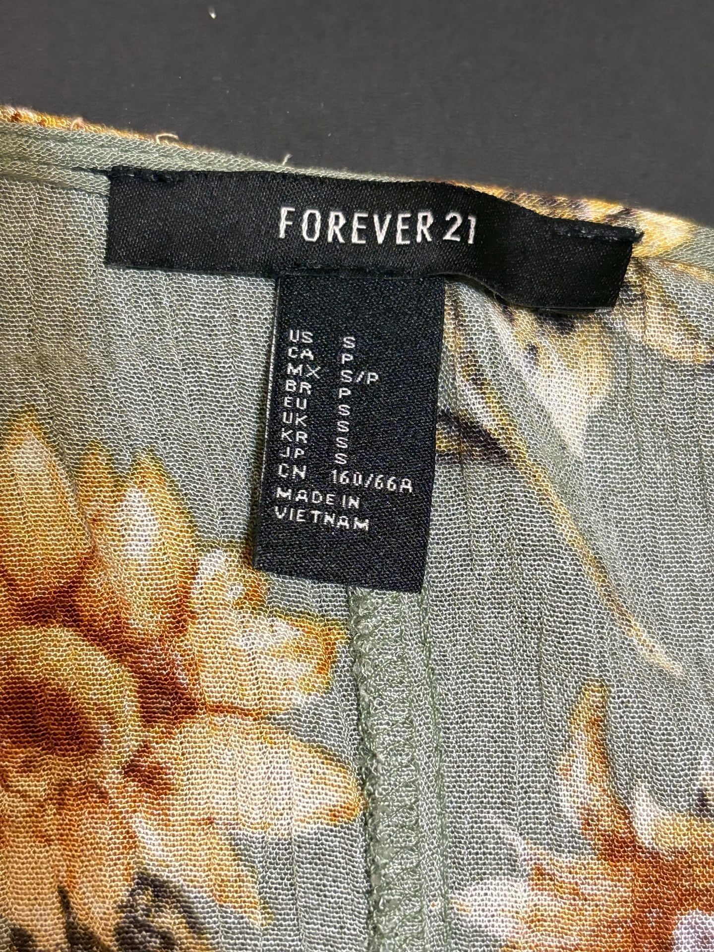 Forever 21 Sunflower Romper Size S Long Sleeve Green Floral 3