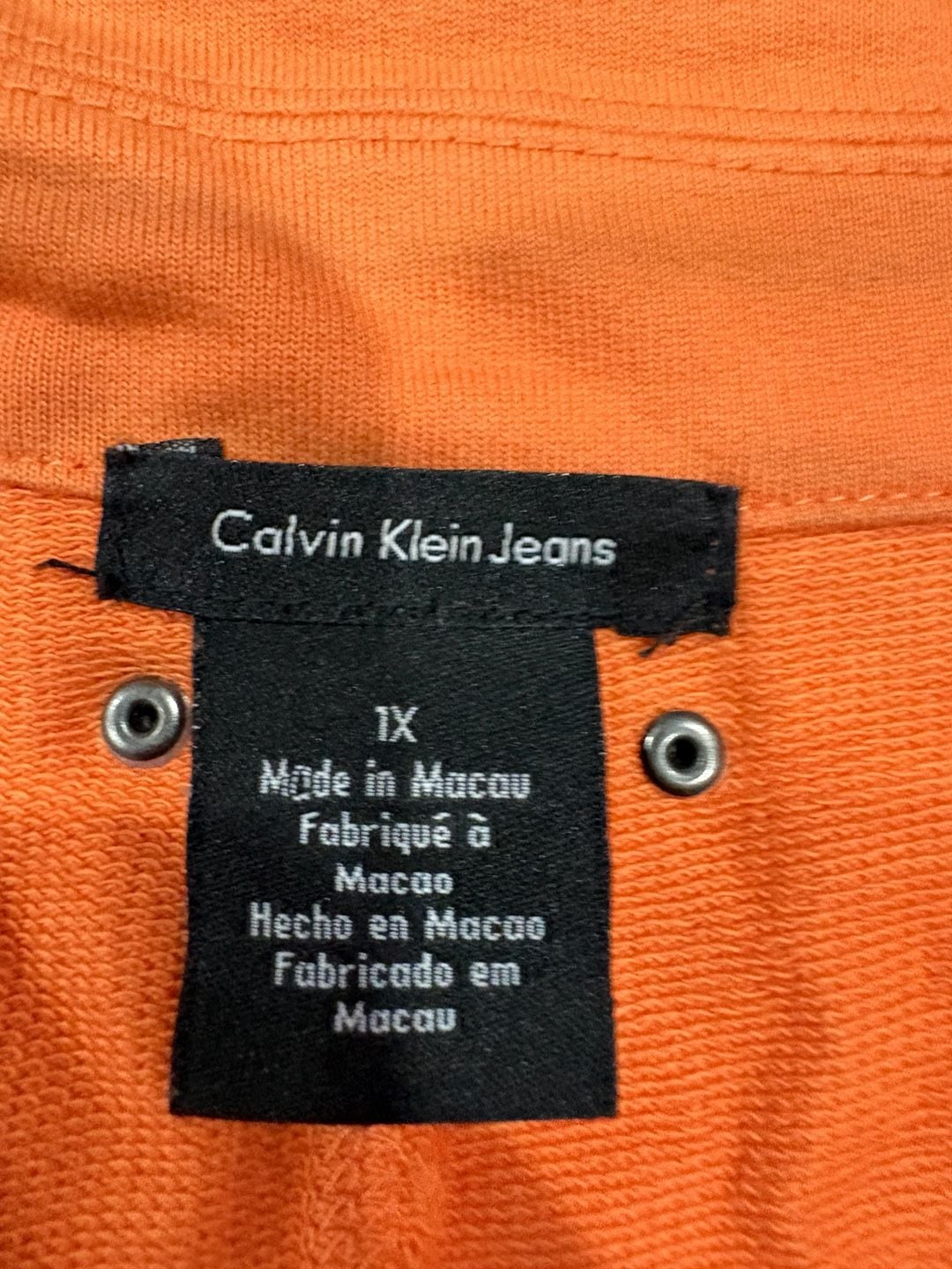 Calvin Klein Jeans Women’s XL Orange Utility Blazer Jacket Stretch Button Front 7