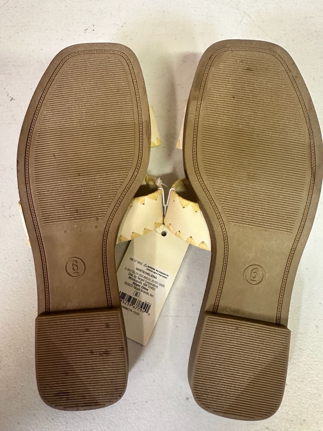 A New Day Slide Sandals Size 6 Cream White Scalloped Raffia Trim 5