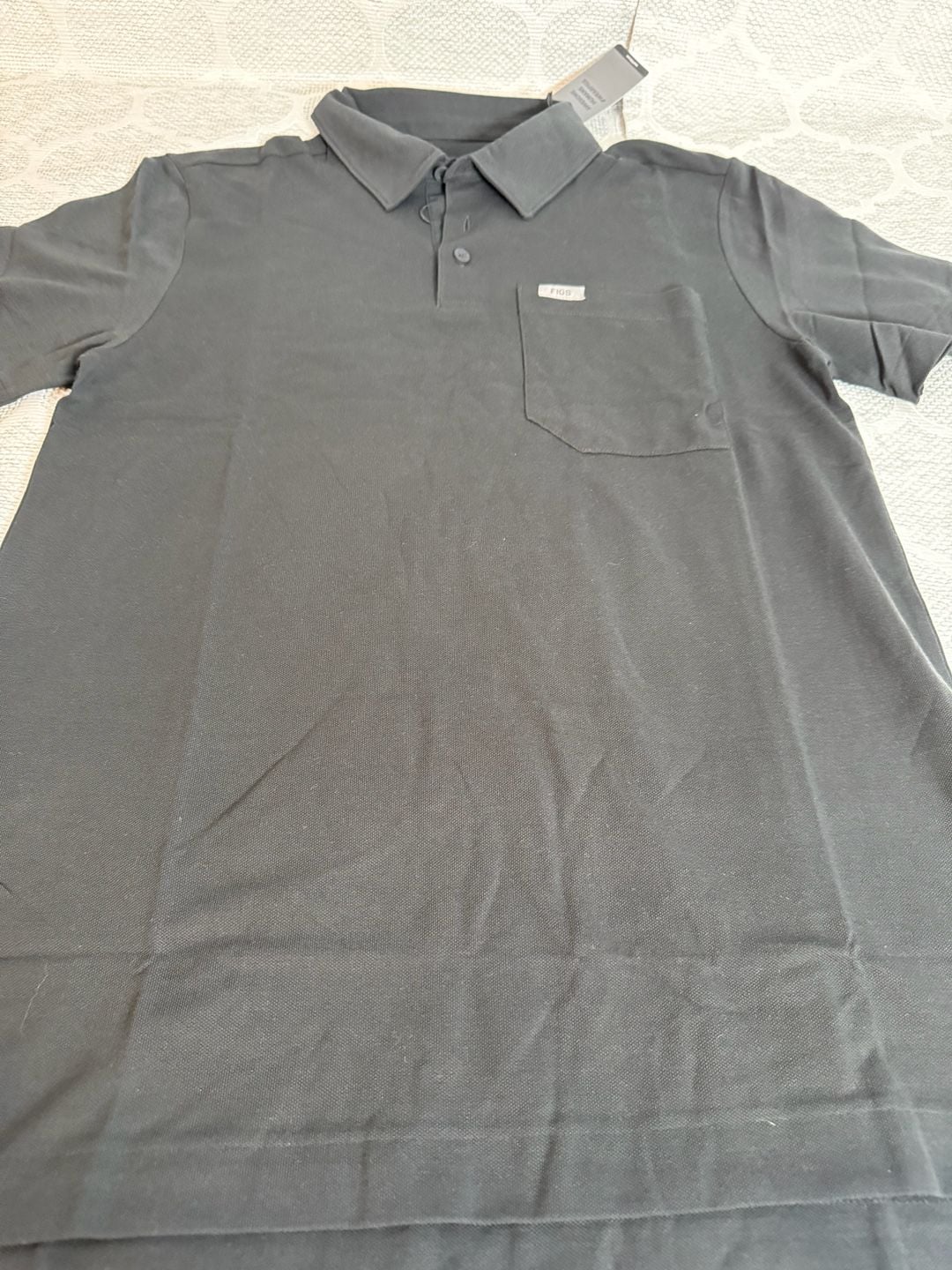 Figs Men’s Technical Pique Polo Scrub Top Size Small Black 5