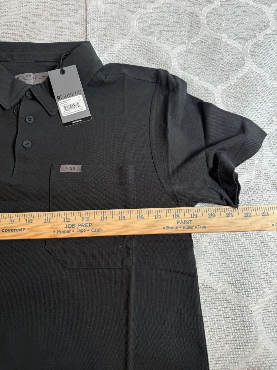 Figs Men’s Technical Pique Polo Scrub Top Size Small Black 10