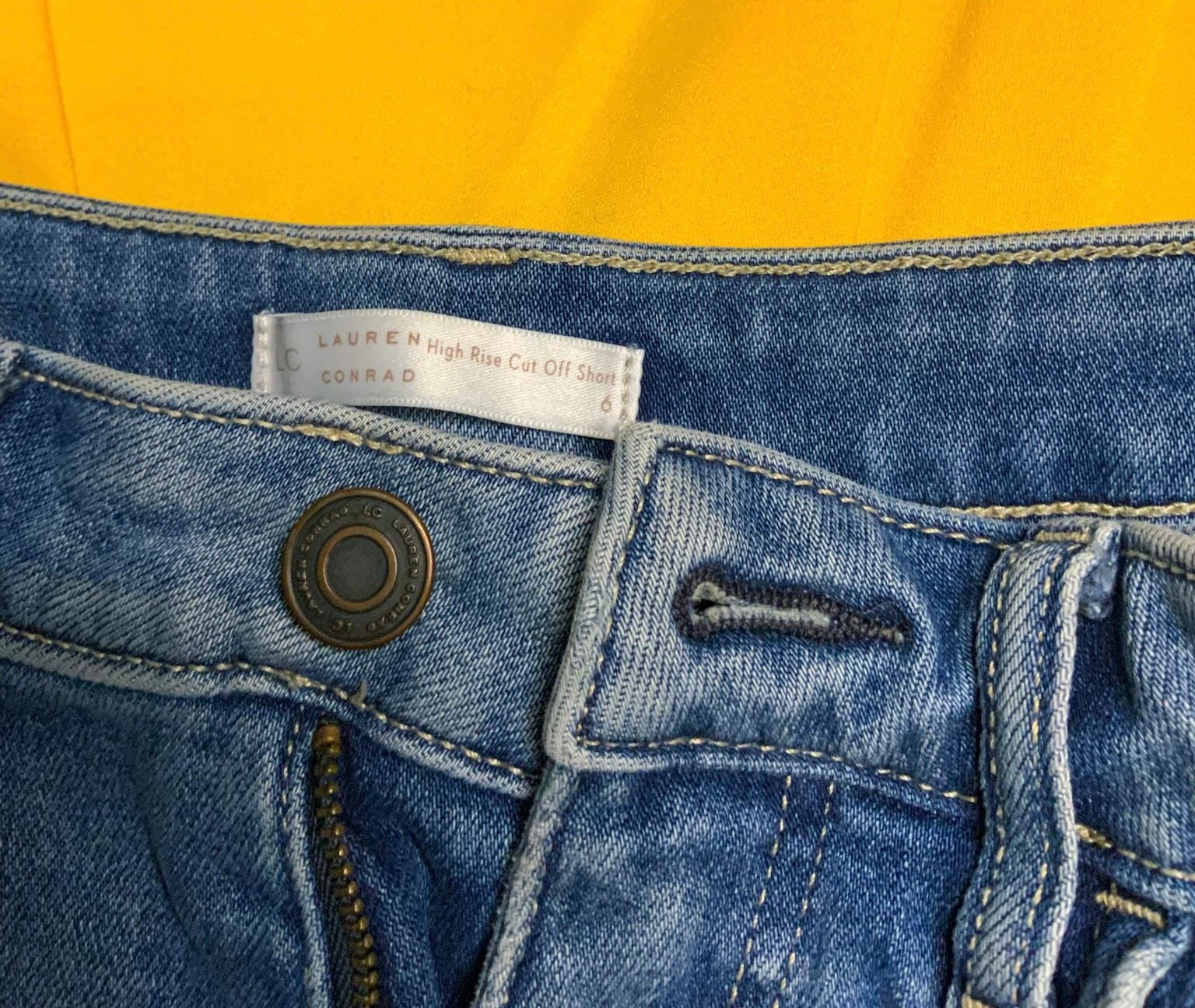 LC Lauren Conrad High Rise Cut Off Short Women Size 6 Blue Denim 3