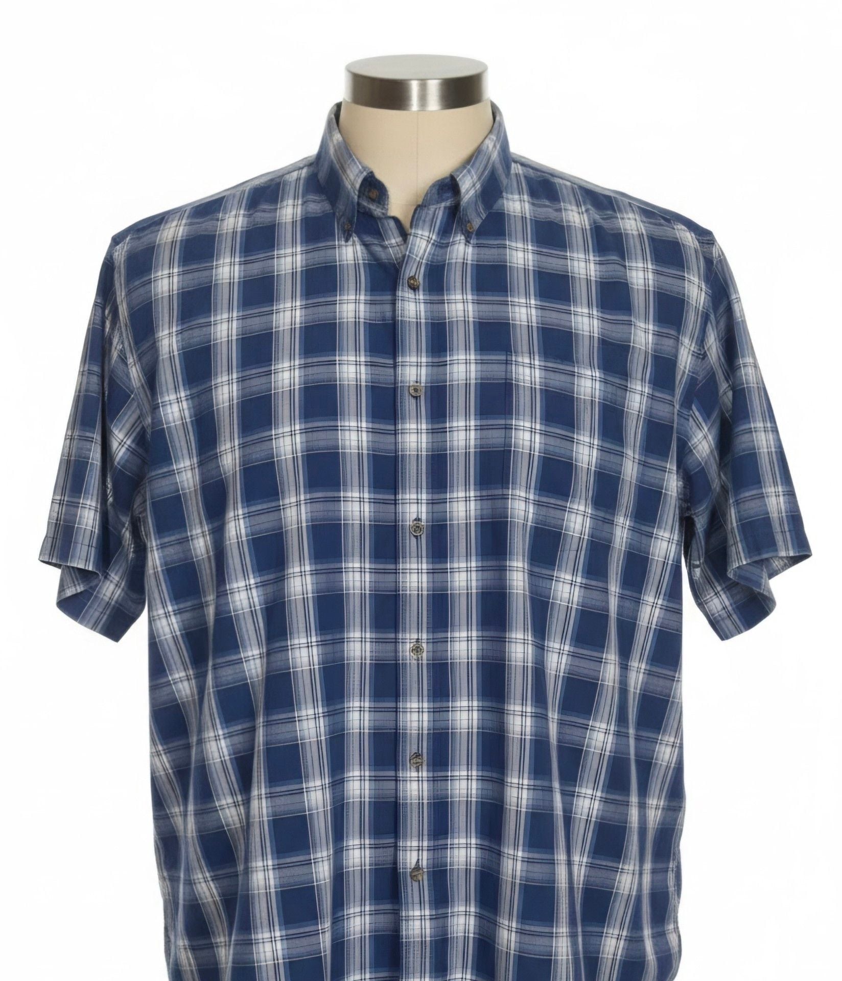 HB Button Down Shirt Size 5XL Blue Plaid Short Sleeve 2