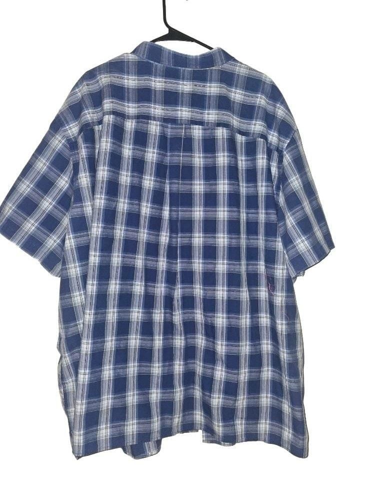 HB Button Down Shirt Size 5XL Blue Plaid Short Sleeve 5