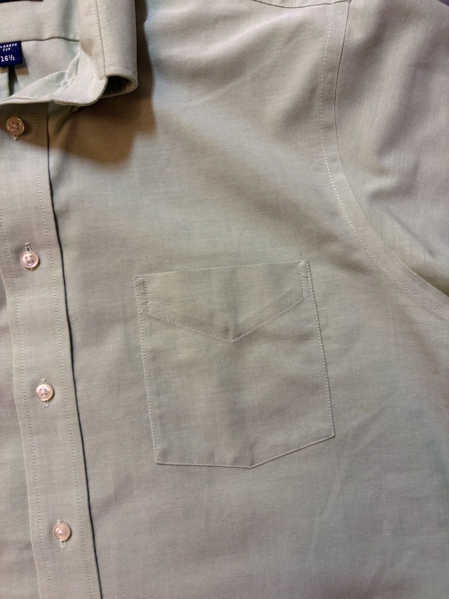 Stafford Essentials Oxford Shirt Size 16.5 Green Cotton Blend Short Sleeve. Like new EUC. 3