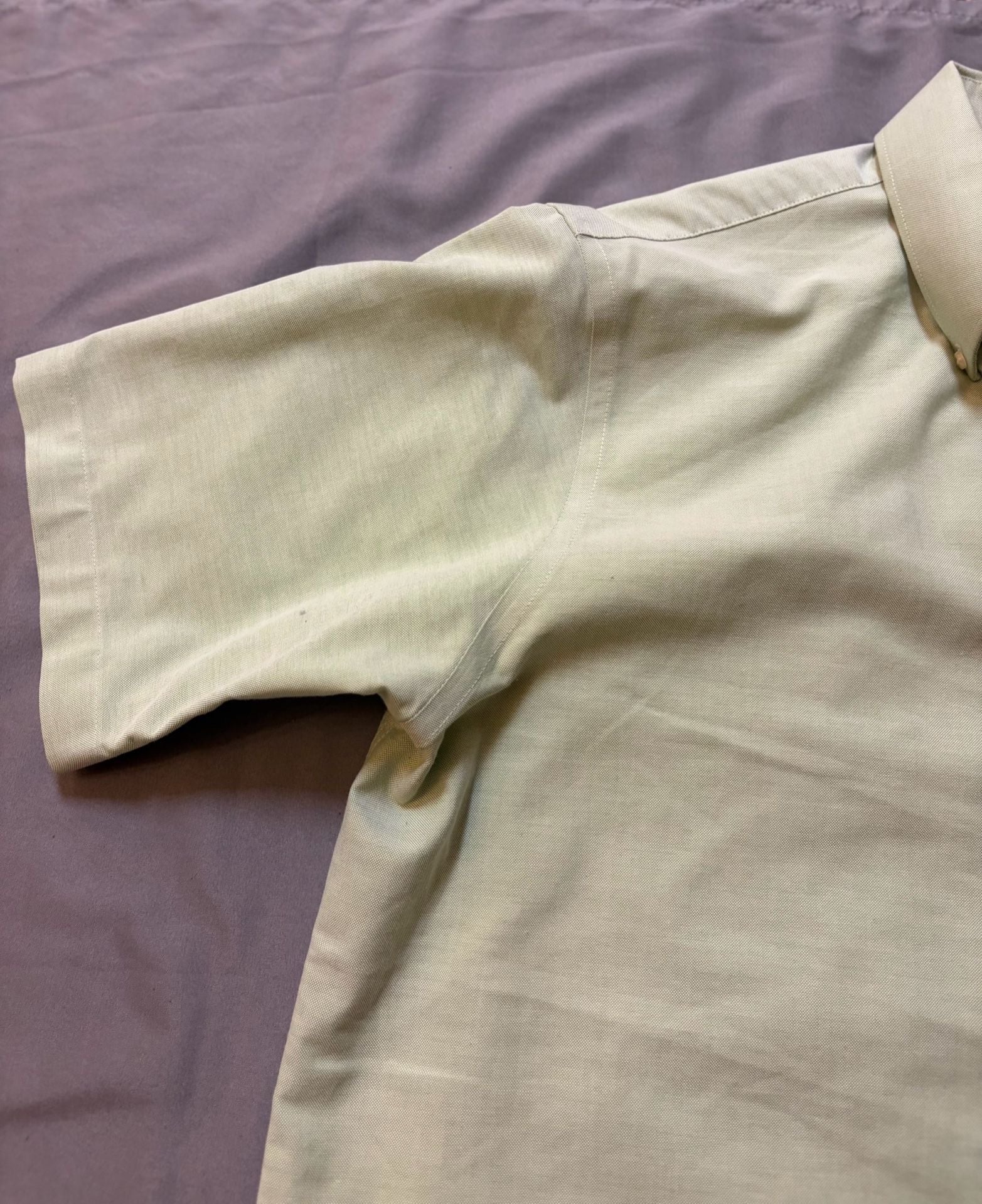 Stafford Essentials Oxford Shirt Size 16.5 Green Cotton Blend Short Sleeve. Like new EUC. 5