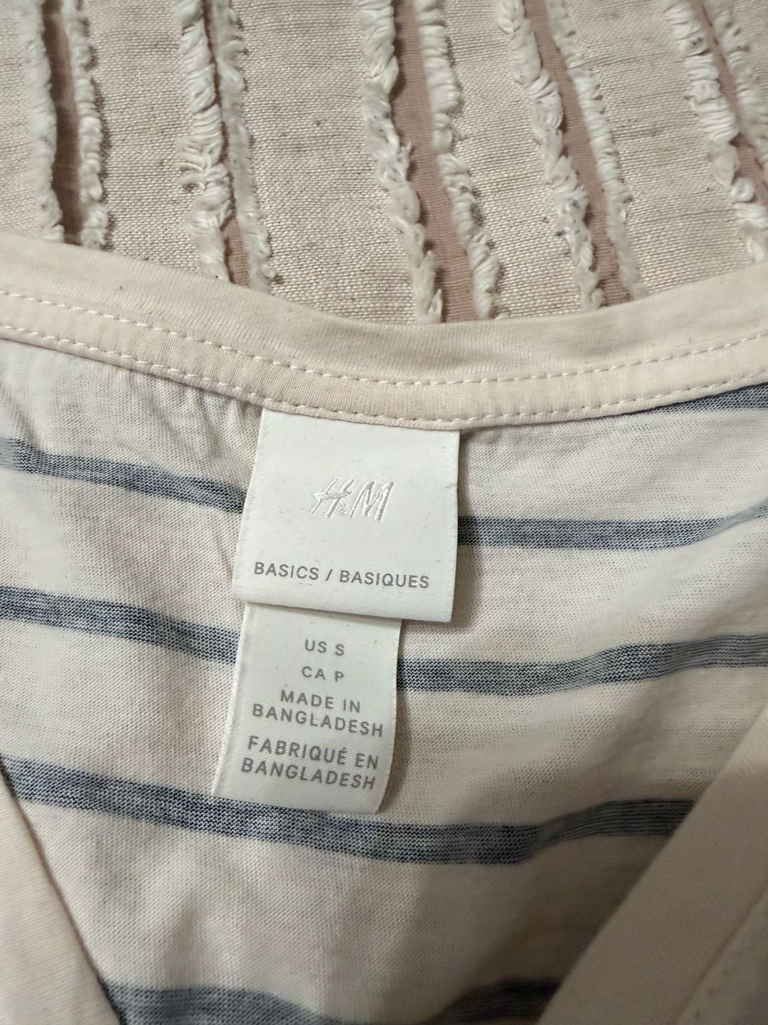 H&M Striped T-Shirt Size S Black White Scoop Neck 2