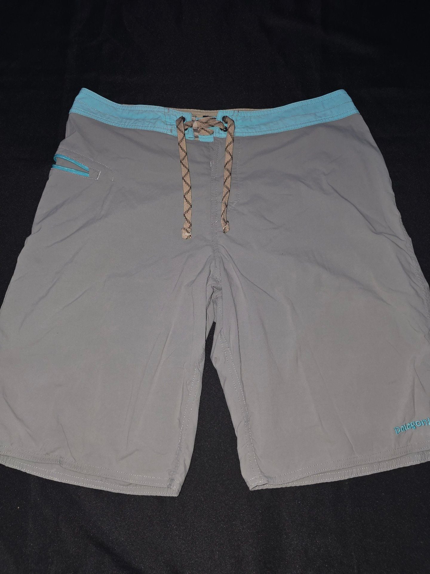 Patagonia Board Shorts Size 32 Gray Blue Drawstring Swim Trunks 2