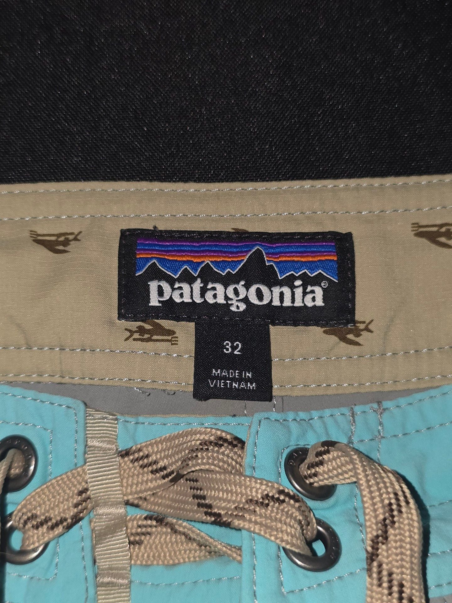 Patagonia Board Shorts Size 32 Gray Blue Drawstring Swim Trunks 4