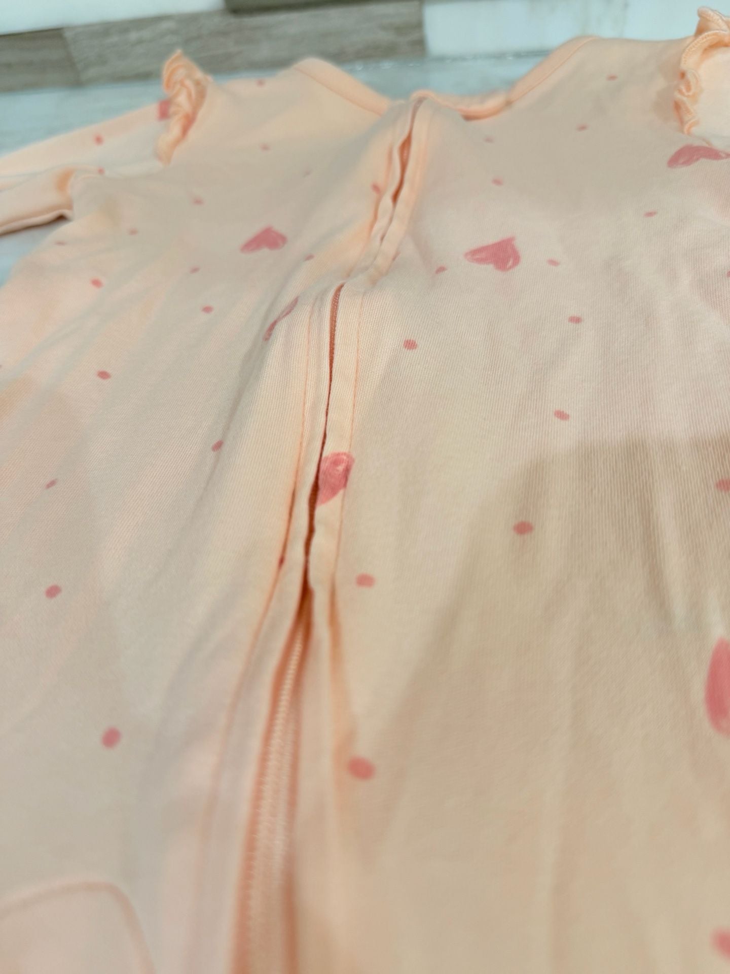 Carter's Child Of Mine Romper Size 3-6M Peach Hearts Sleep N Play 3