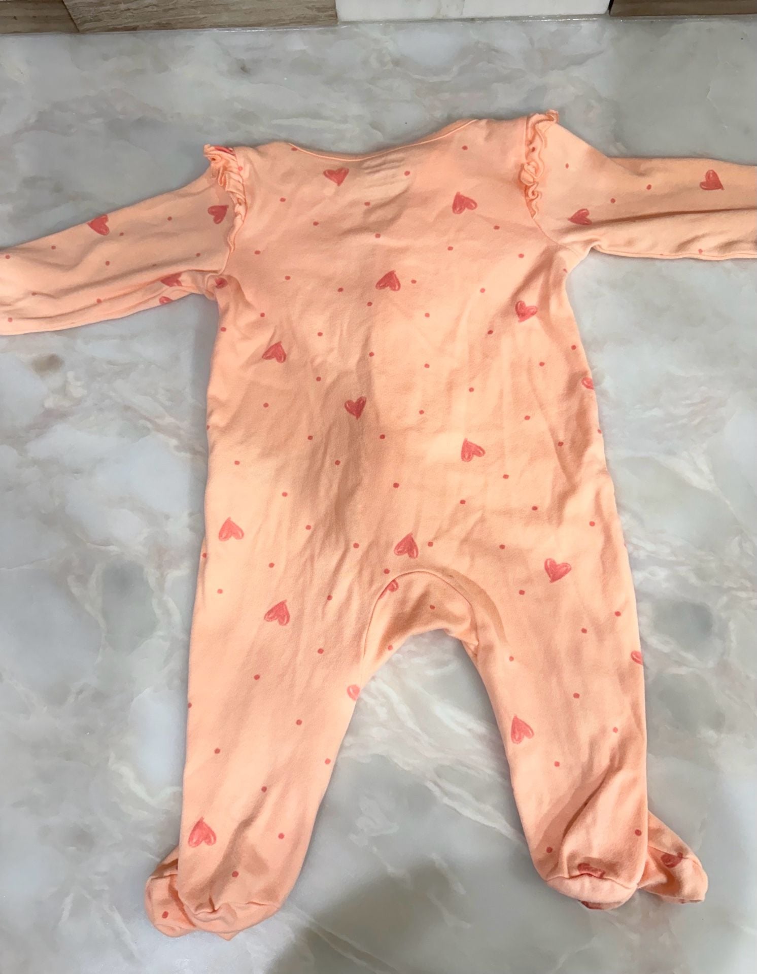Carter's Child Of Mine Romper Size 3-6M Peach Hearts Sleep N Play 5