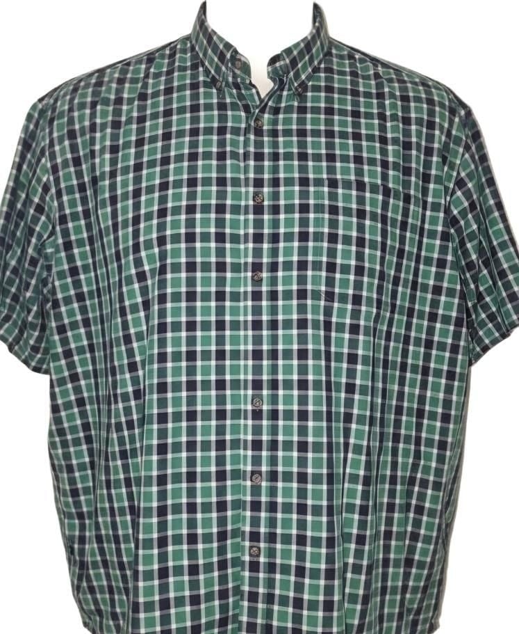 HB Button Down Shirt Size 4XL Green Plaid Short Sleeve 2