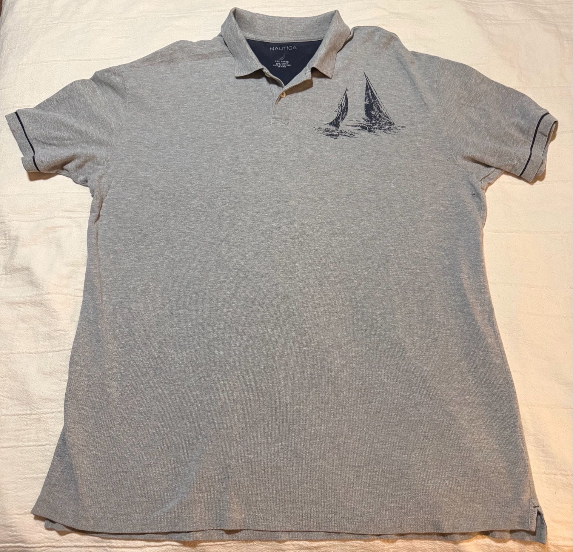 Nautica Sailboat Polo Shirt XXX Large Gray Cotton Graphic 2