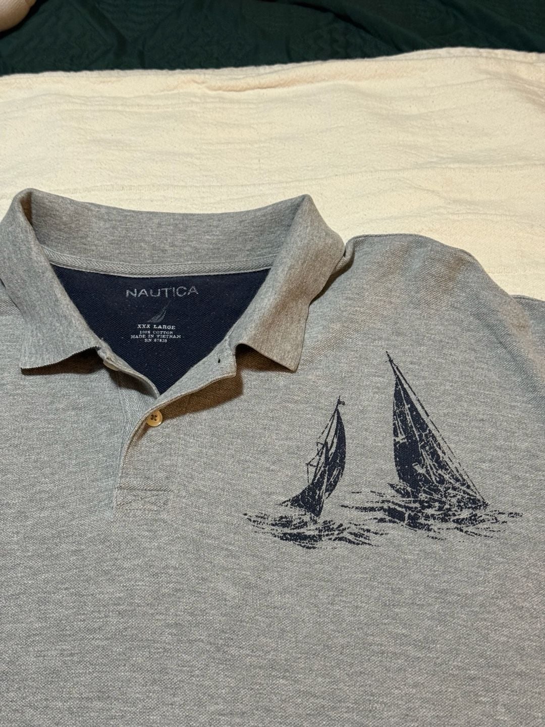 Nautica Sailboat Polo Shirt XXX Large Gray Cotton Graphic 4