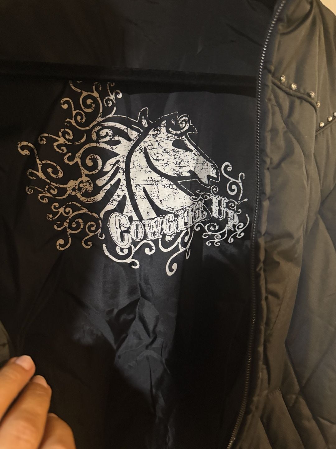 Cowgirl Up Quilted Rhinestone Vest Black 6