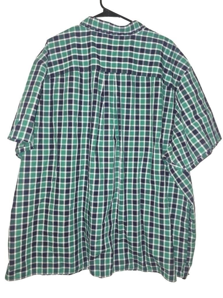 HB Button Down Shirt Size 4XL Green Plaid Short Sleeve 5