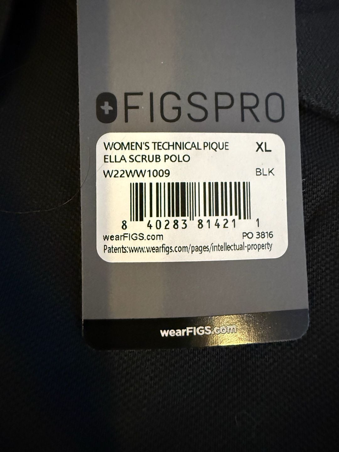 Figs Women’s Pro Ella Scrub Polo Size XL Black Technical Pique 7