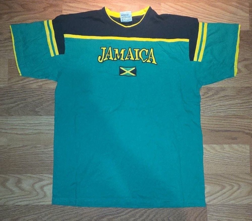 LMS Jamaica T-Shirt Green Black Yellow Flag Graphic 2