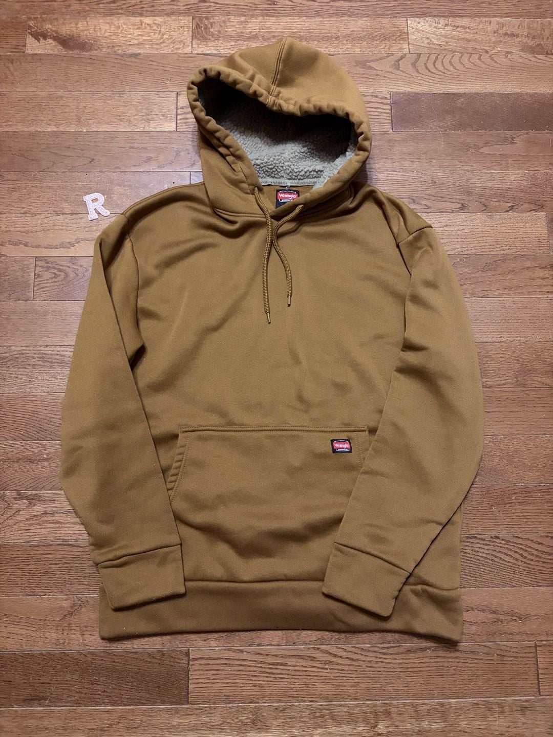 Wrangler Workwear Pullover Hoodie Size L Brown Shearling Lined 2