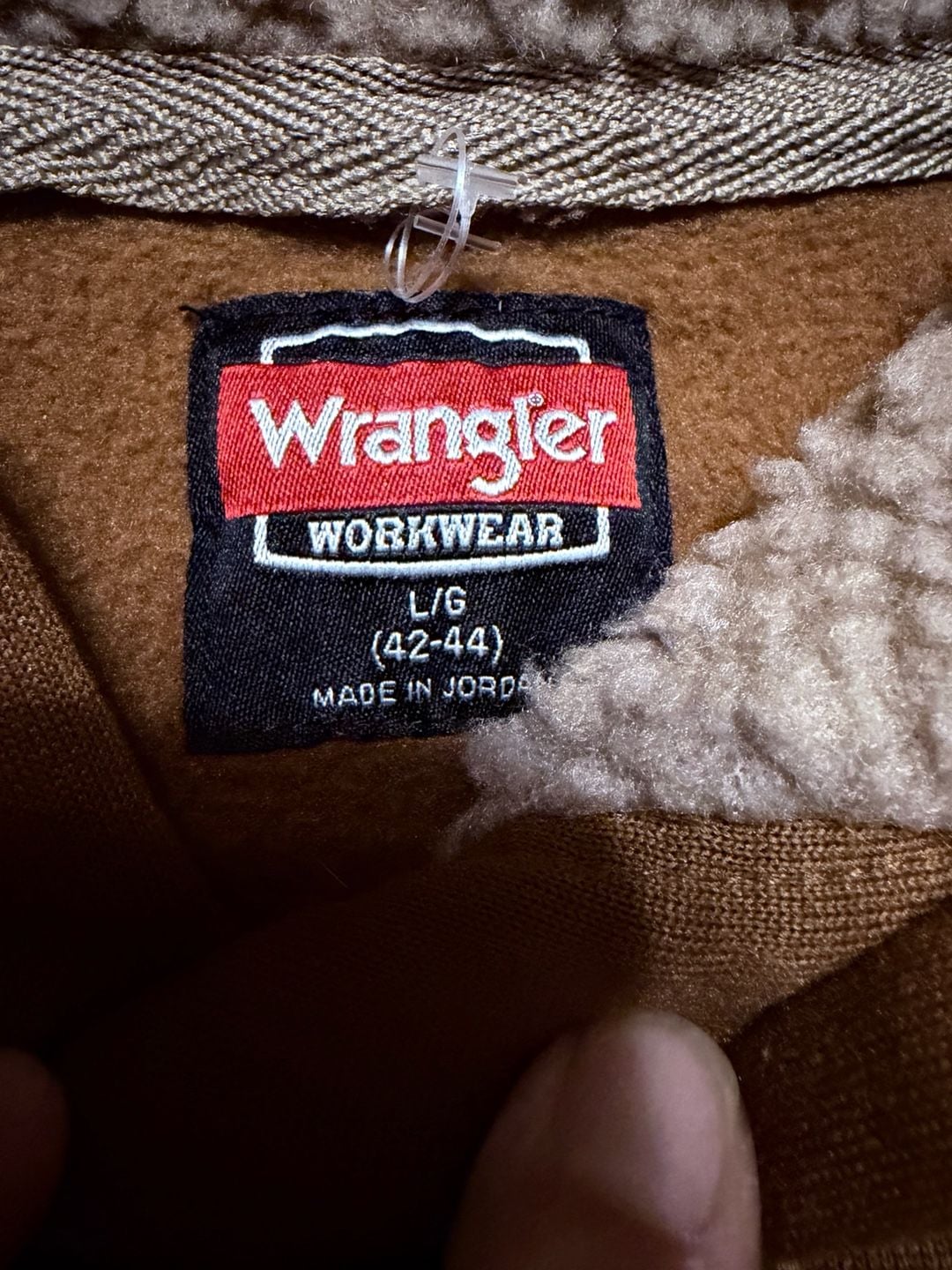 Wrangler Workwear Pullover Hoodie Size L Brown Shearling Lined 4