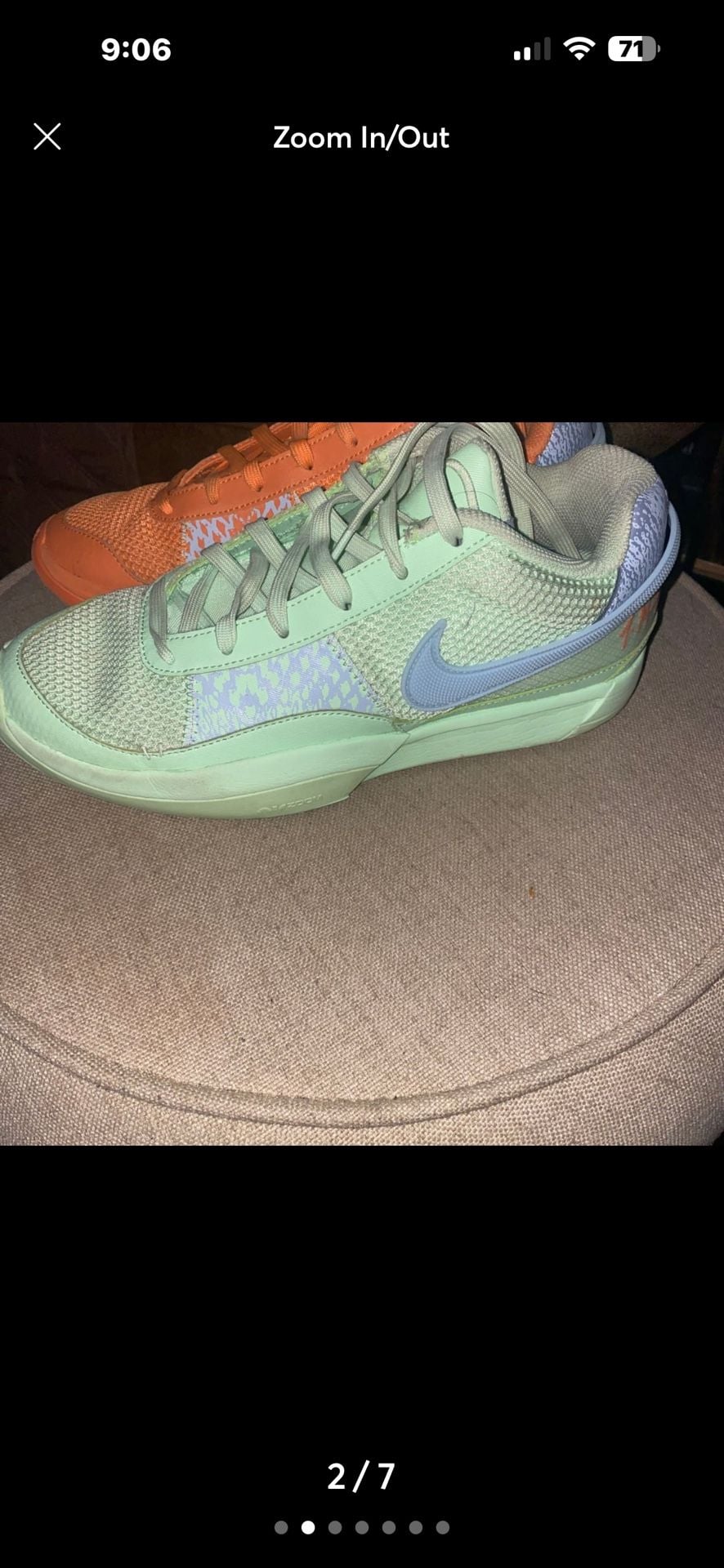 Nike Ja 1 Mismatched mens Size 8.5 Bright Mandarin Vapor Green 3