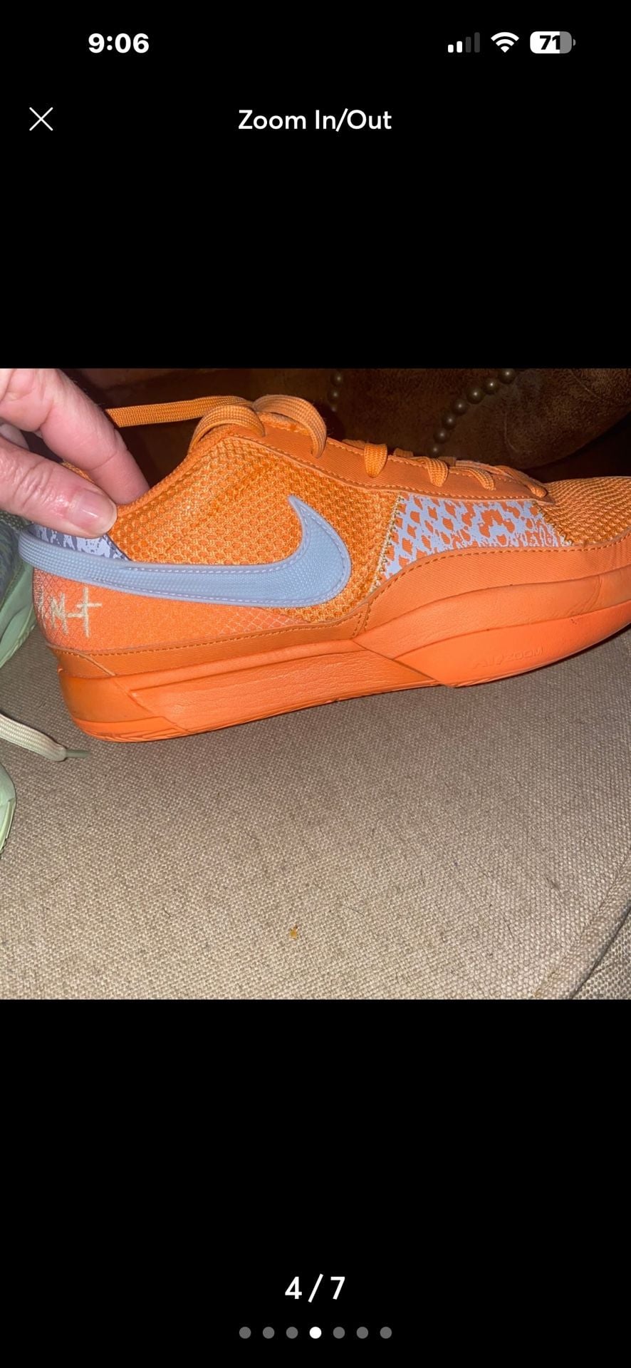 Nike Ja 1 Mismatched mens Size 8.5 Bright Mandarin Vapor Green 5