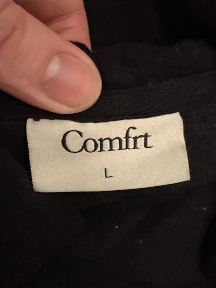 Comfrt Travel Essentials Hoodie Unisex Size L Black Comfy Pockets 5