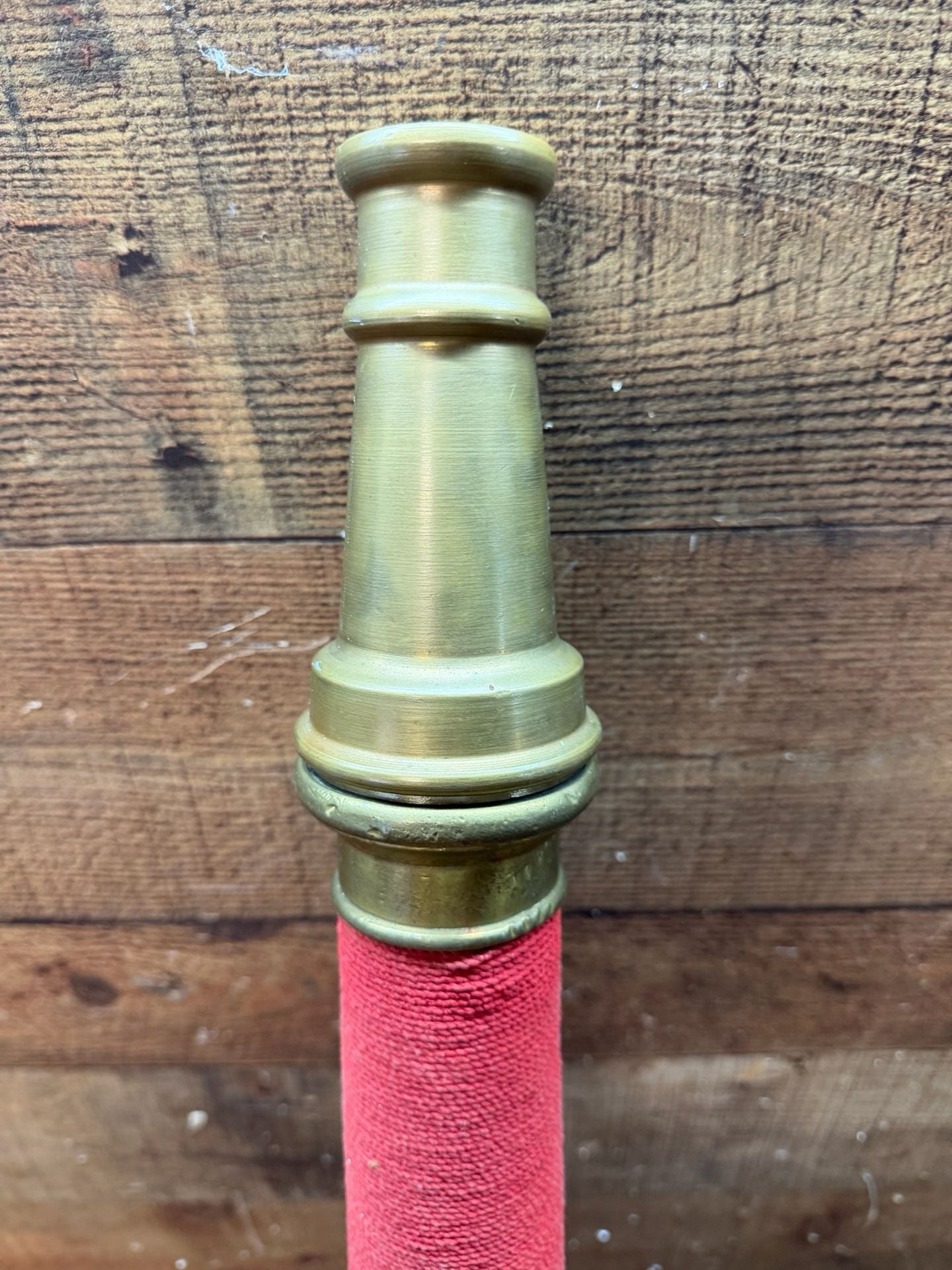 Vintage Boston Coupling Co Brass Fire Hose Nozzle Playpipe 30” Red Wrapped 3