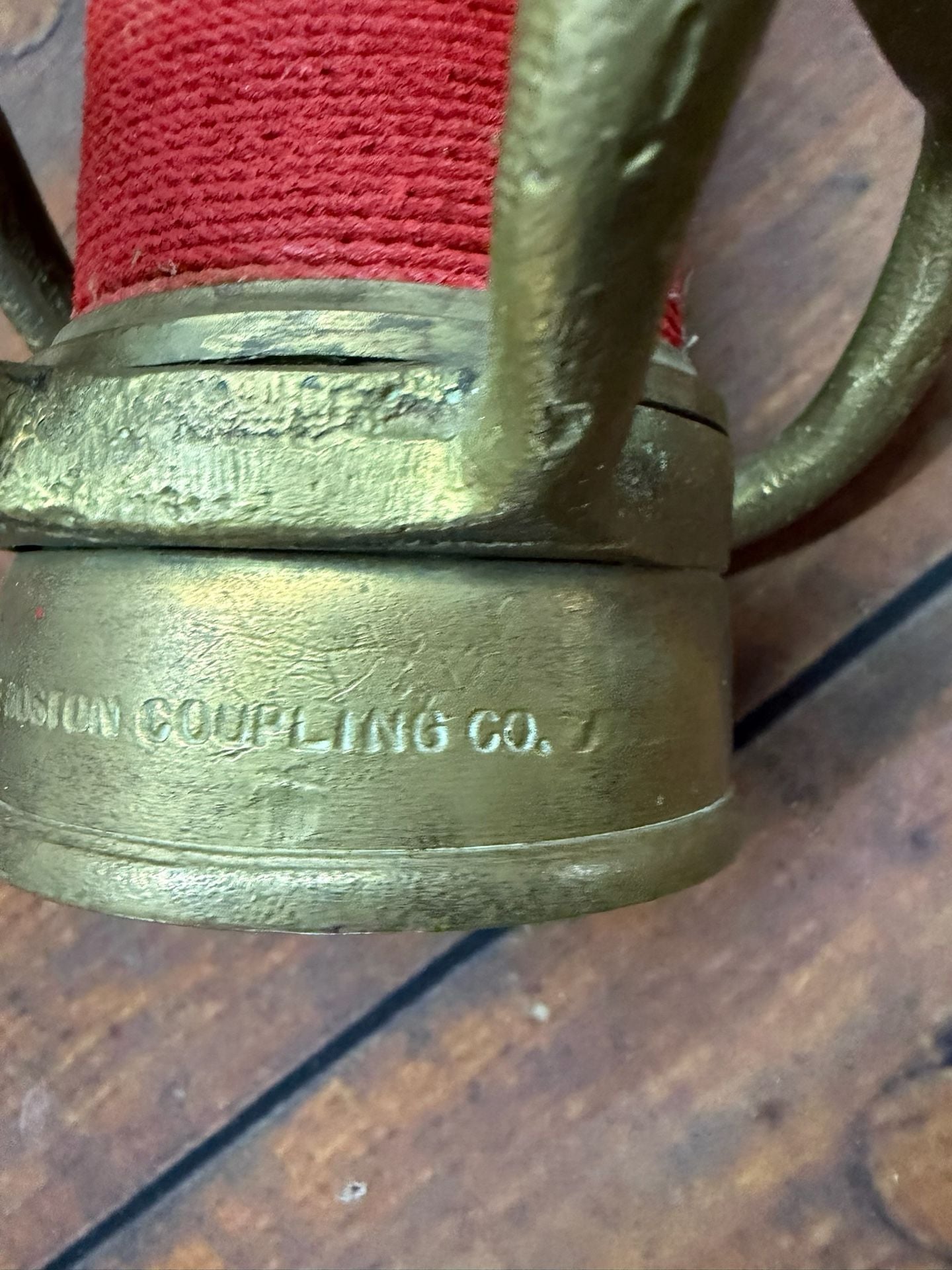 Vintage Boston Coupling Co Brass Fire Hose Nozzle Playpipe 30” Red Wrapped 5